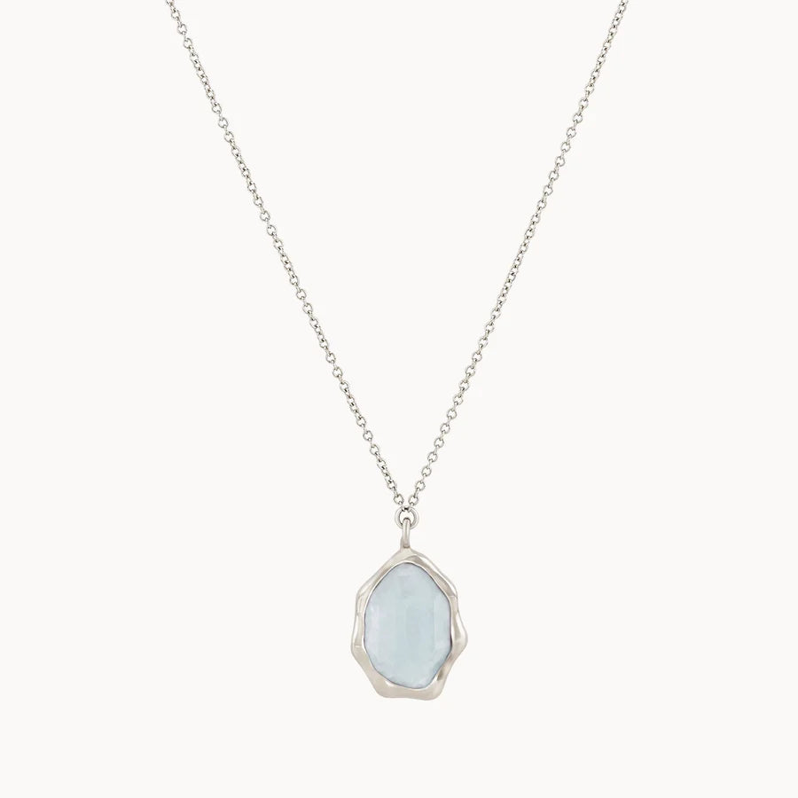 Blue Chalcedony Mood Necklace (Silver) - Healing Crystal Jewelry for Stress Relief & Emotional Balance - Perfect for Meditation, Yoga & Everyday Wear