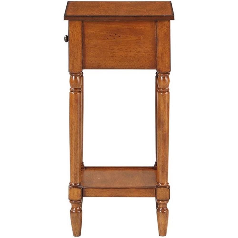 Pemberly Row Walnut Wood Accent End Table with Single Drawer - Traditional Style Nightstand for Bedroom, Living Room & Office