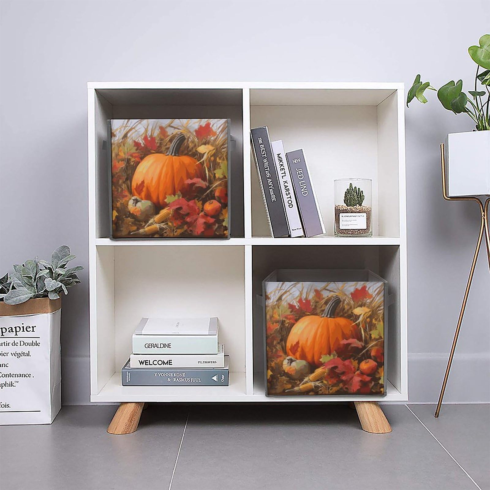 Harvest Pumpkin Printed Storage Baskets & Bins - Foldable Clothes Organizer for Home, Bedroom, Closet & Laundry Room Organization