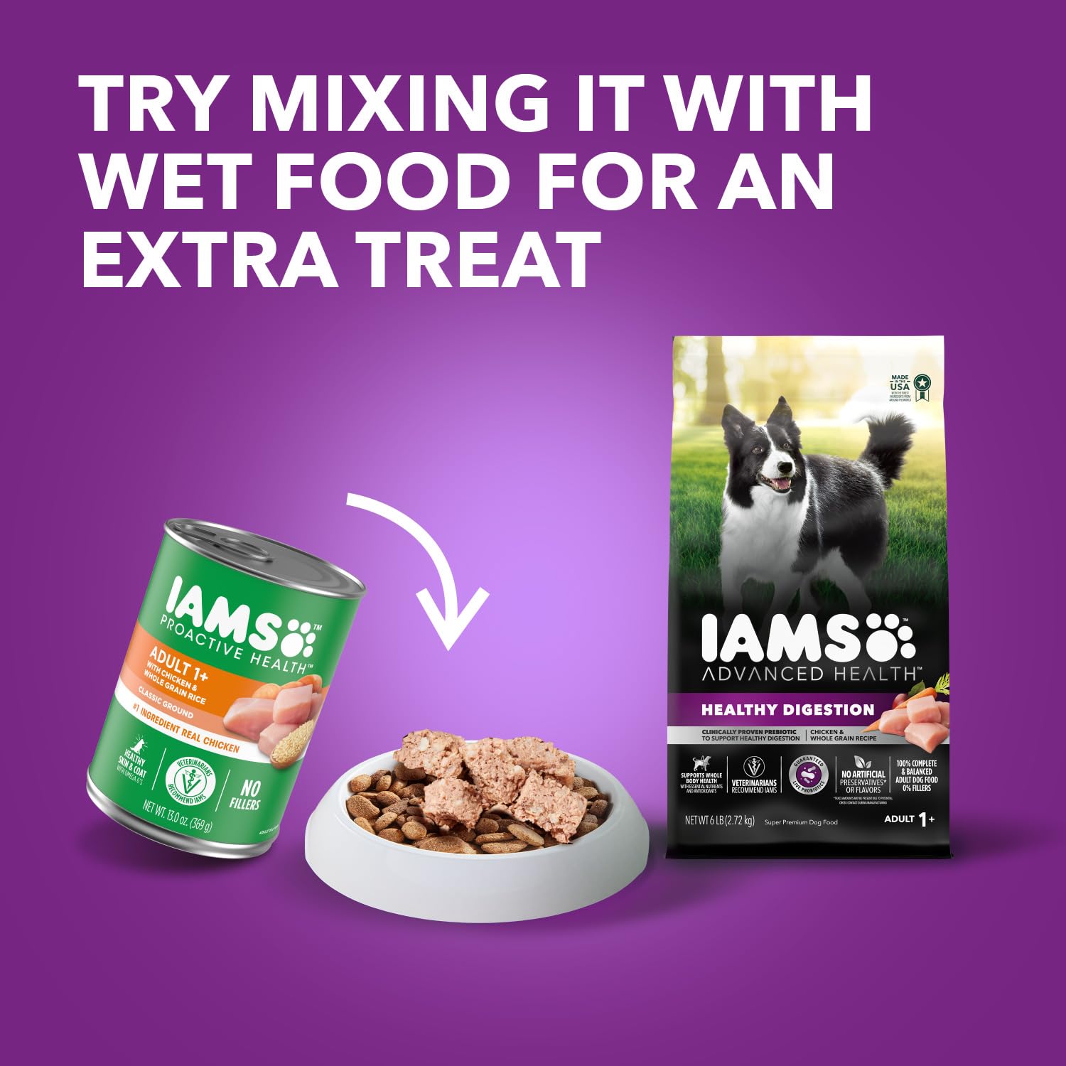 Iams Advanced Health Adult Healthy Digestion Dry Dog Food with Real Chicken - 6 lb Bag | Premium Nutrition for Sensitive Stomachs & Digestive Support | Perfect for Adult Dogs at Home or Travel
