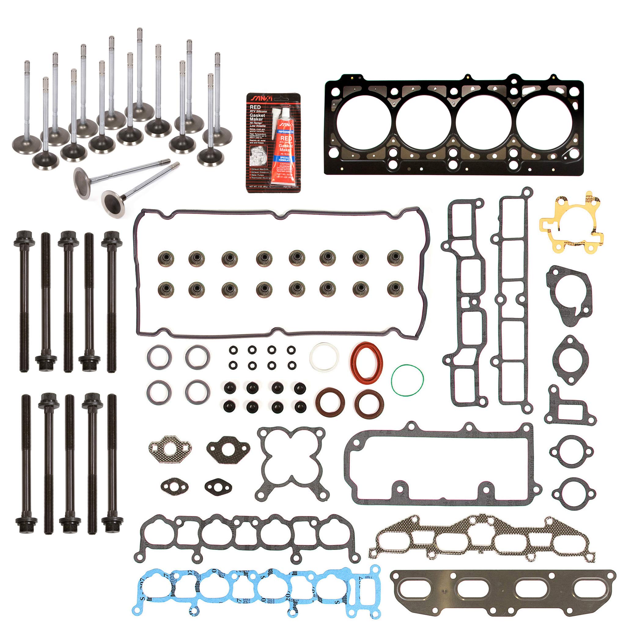 MA-4216953147 Head Gasket Set with Intake & Exhaust Valves - Compatible with 1995-2000 Plymouth, Dodge, Chrysler 2.4L Engines - Perfect for Engine Repair & Maintenance
