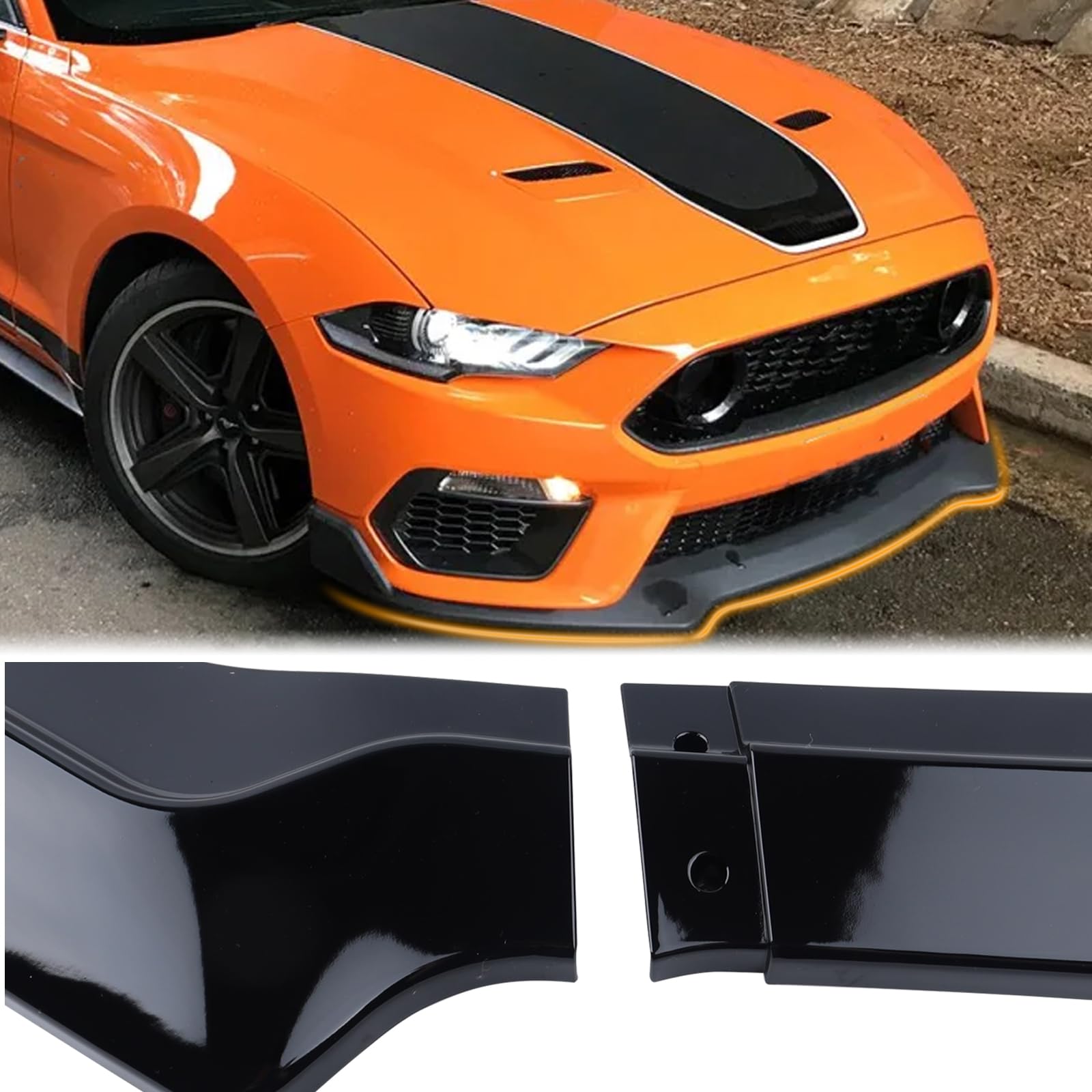 Glossy Black Front Bumper Lip Spoiler for 2018-2023 Ford Mustang GT | Chin Splitter Diffuser Protector | Body Kit Air Dam Mustang Accessories | Perfect for Street Racing & Car Shows
