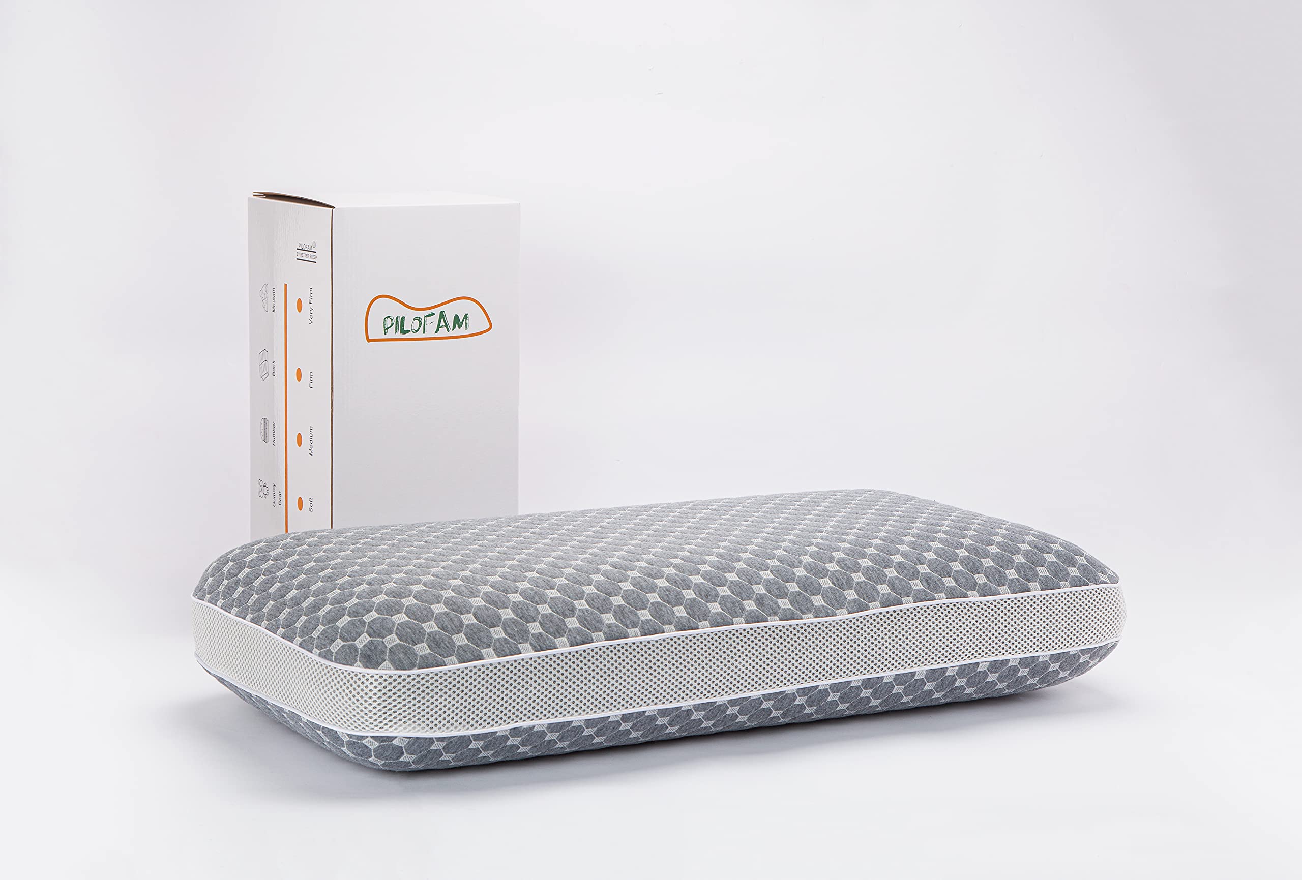 **PILOFAM Charcoal Memory Foam Pillow for Side Sleepers - Queen Size with Bio-Graphene Removable Washable Cover, Breathable & Supportive Bed Pillow for Neck Pain Relief - Perfect for Back, Stomach & Side Sleepers**    *(Use Case: Ideal for home, travel, or office naps, providing all-night comfort and pressure relief for a restful sleep.)*