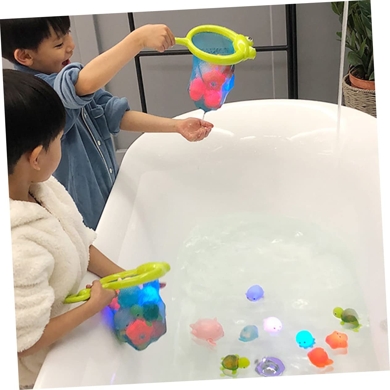 VICASKY 2 Pack Fishing Net Toys for Kids - Durable Plastic Pool & Bath Toys for Swimming, Beach, and Shower Fun - Perfect Water Play Accessories for Toddlers and Children