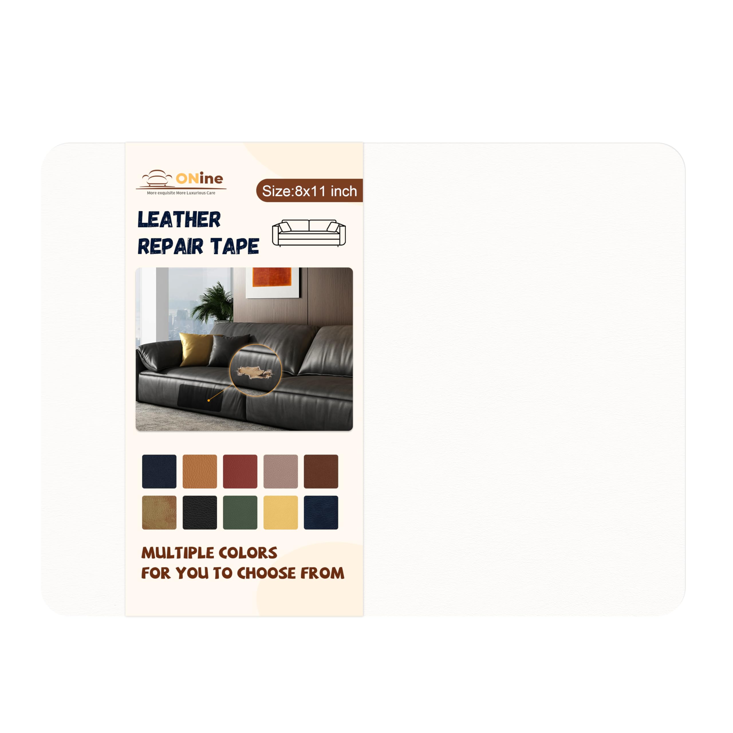 ONine Self-Adhesive Leather Repair Patch - 8x11 Inch Peel & Stick for Sofas, Couches, Car Seats, Handbags & Jackets - Scratch Cover in Pearl White & Multiple Colors - Perfect for Home, Office & Vehicle Interior Repair