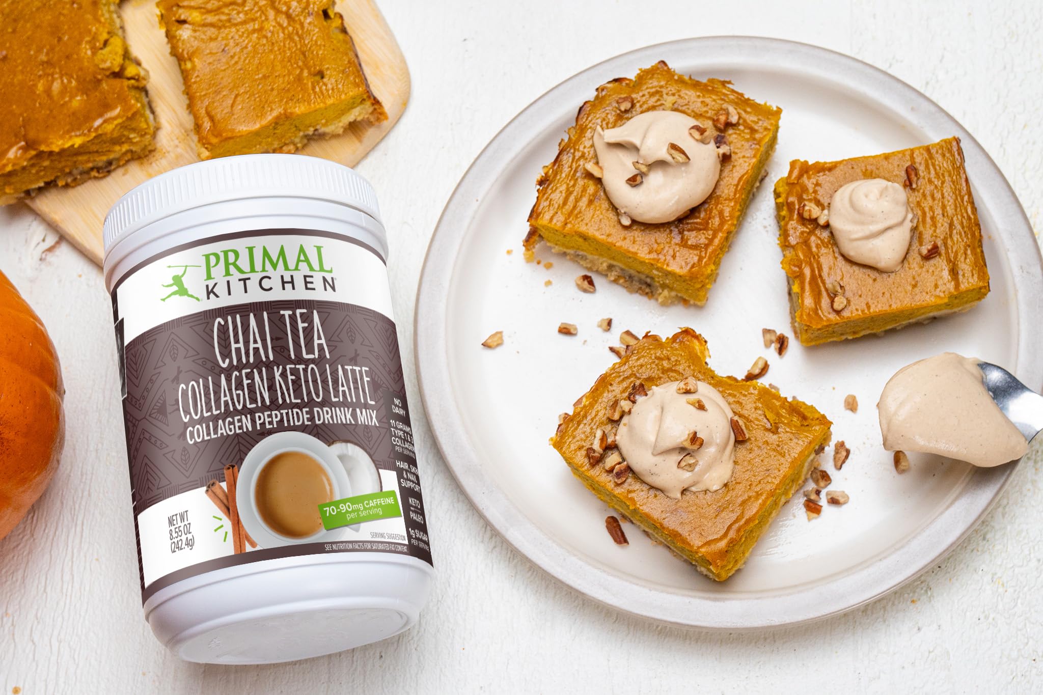 Primal Kitchen Chai Tea Collagen Keto Latte Powder - Collagen Peptide Drink Mix for Energy & Skin Health (8.55 oz) | Perfect for Keto Diet, Morning Boost & Post-Workout Recovery