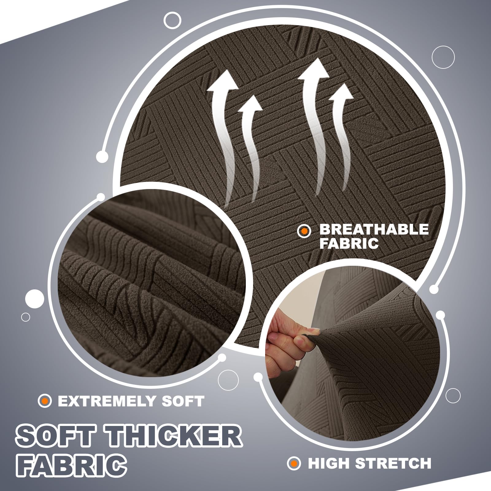 JIVINER Jacquard 4-Piece Recliner Sofa Cover Set with Pockets - Washable Loveseat Slipcover, Elastic Bottom Couch Protector for Lazy Boy Recliners (Coffee Color) - Perfect for Living Room, Home Theater & Family Room Furniture Protection