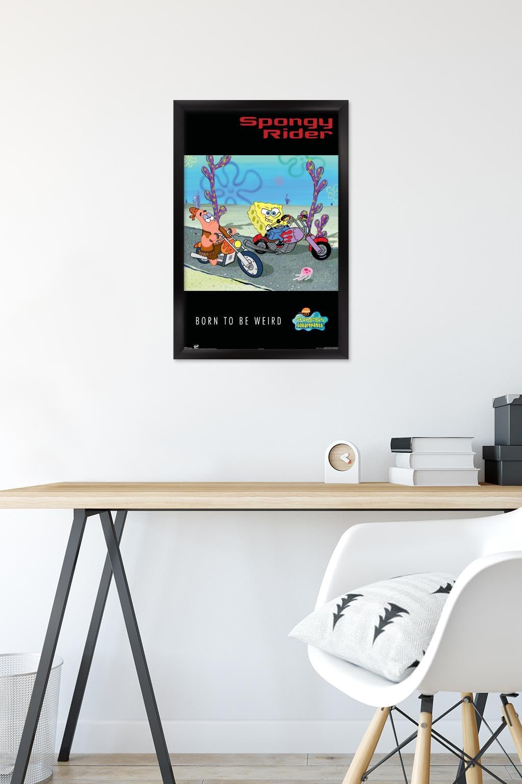 Trends International Nickelodeon SpongeBob SquarePants Biker Wall Poster - 14.725 x 22.375 Inches, Black Framed Art Print - Perfect for Kids' Room Decor, Teen Bedroom & Cartoon Lovers' Gift