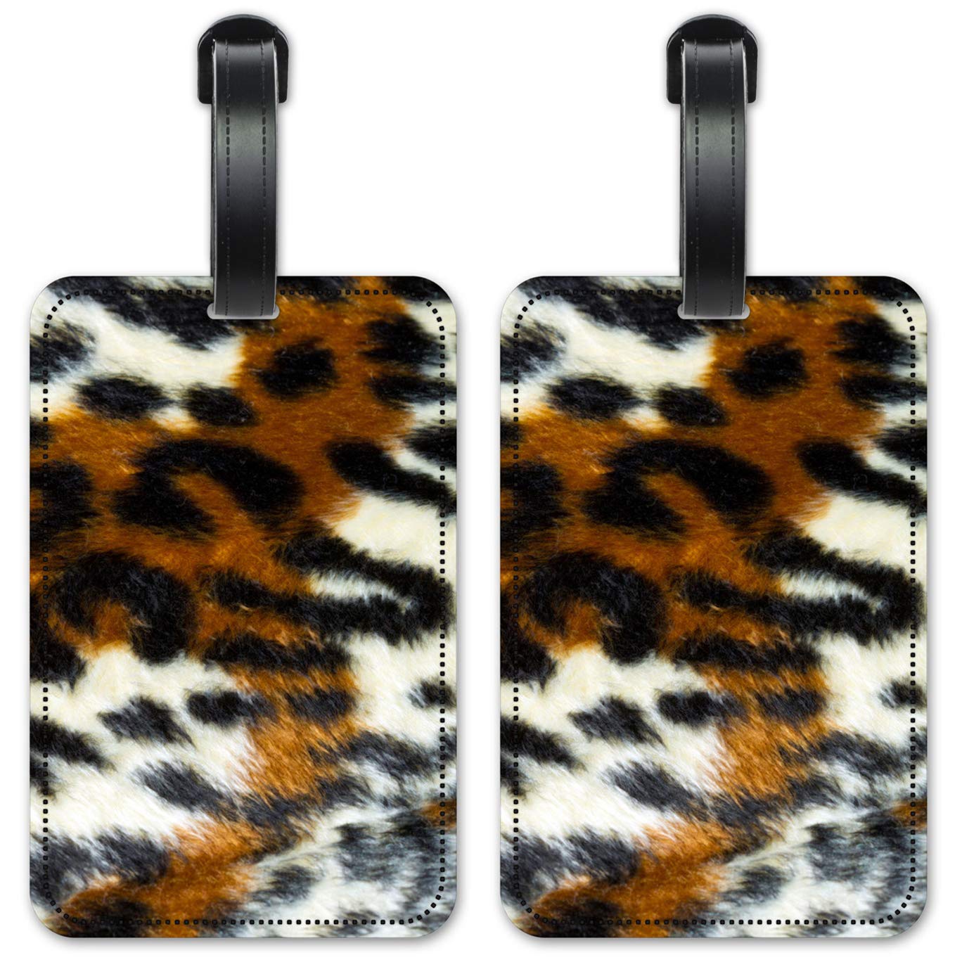 Colorful Leopard Print Luggage ID Tags - Set of 2 Personalized Suitcase Identification Cards for Travel - Perfect for Airports, Cruises & Business Trips
