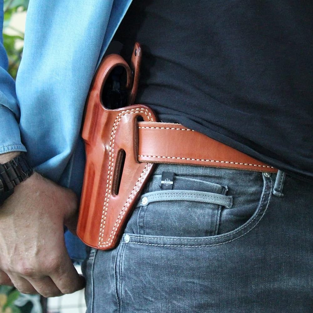 Premium Leather OWB Pancake Holster with Thumb Break - Fits Ruger GP-100 .357 Magnum 4.2