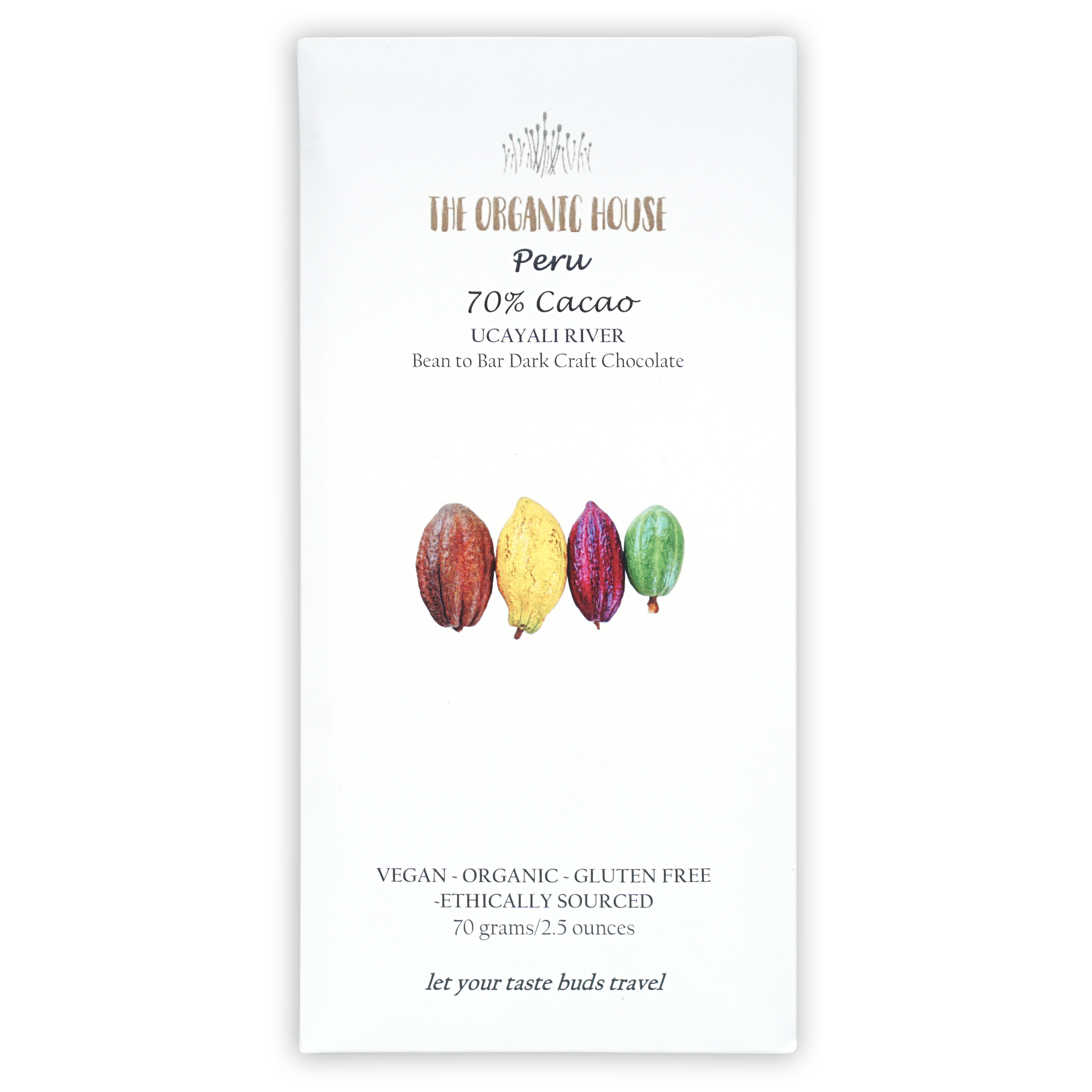 Organic Dark Chocolate Bar 70% Cacao from Peru Ucayali - Premium Vegan & Gluten-Free Snack for Gifts, Desserts & Healthy Indulgence