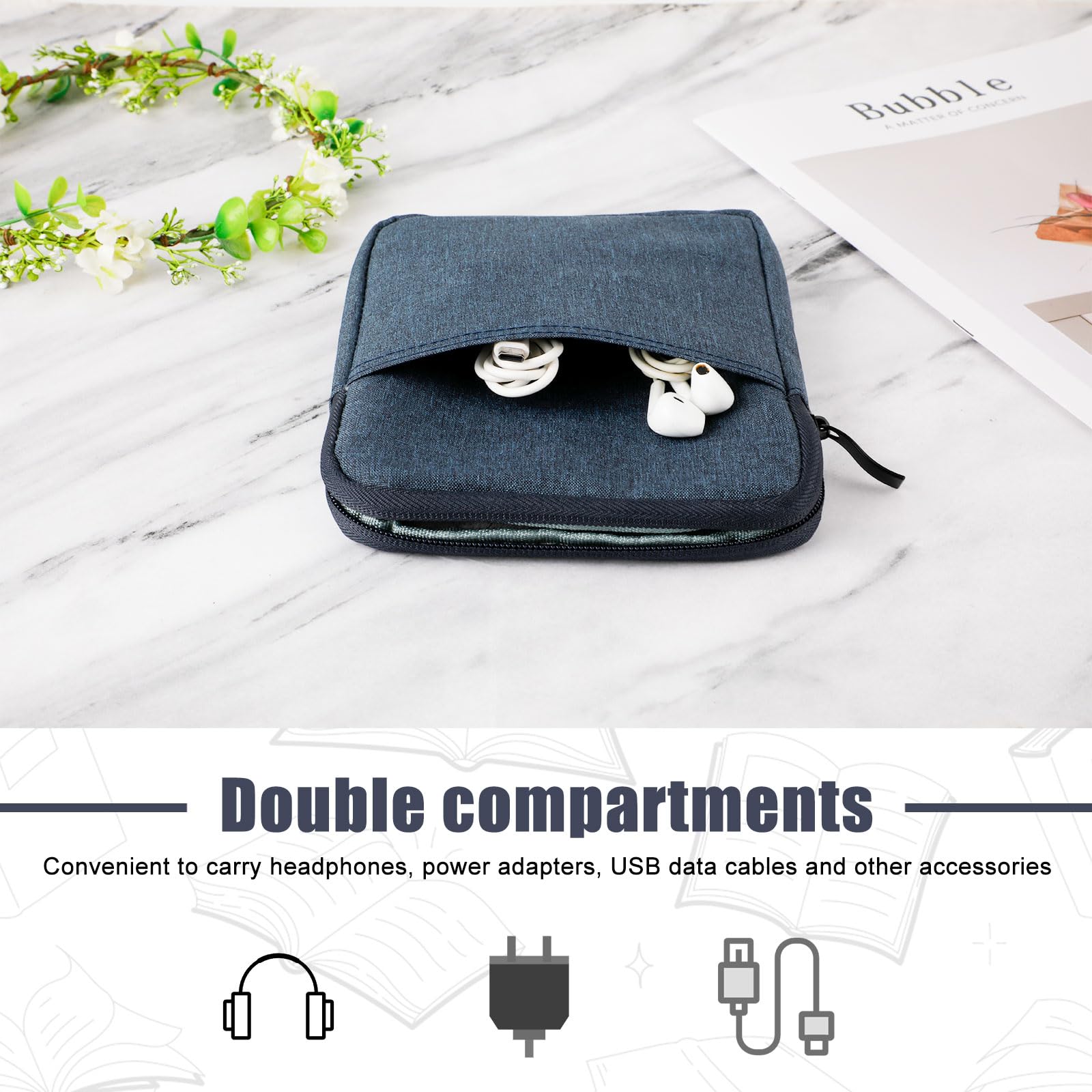 Premium 6-7 Inch Kindle E-Reader Sleeve Case - Waterproof Protective Cover Pouch for Kindle Paperwhite/Oasis/Fire Tablet - Navy Blue - Perfect for Travel, Commuting & Home Reading Protection