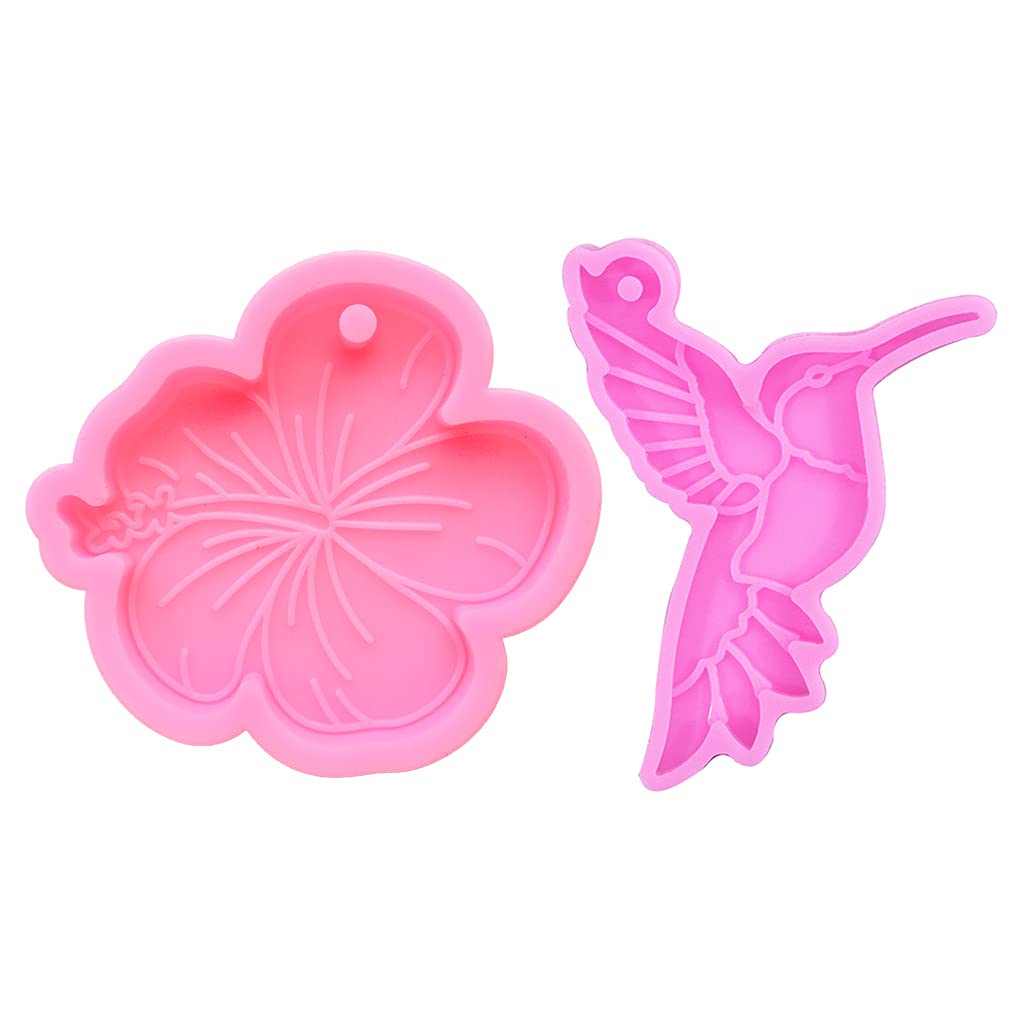 Silicone Resin Hummingbird Pendant Mold - DIY Epoxy Keychain & Polymer Clay Jewelry Making Molds for Necklace Craft - Perfect for Handmade Gifts, Home Decor & DIY Projects (Pink)