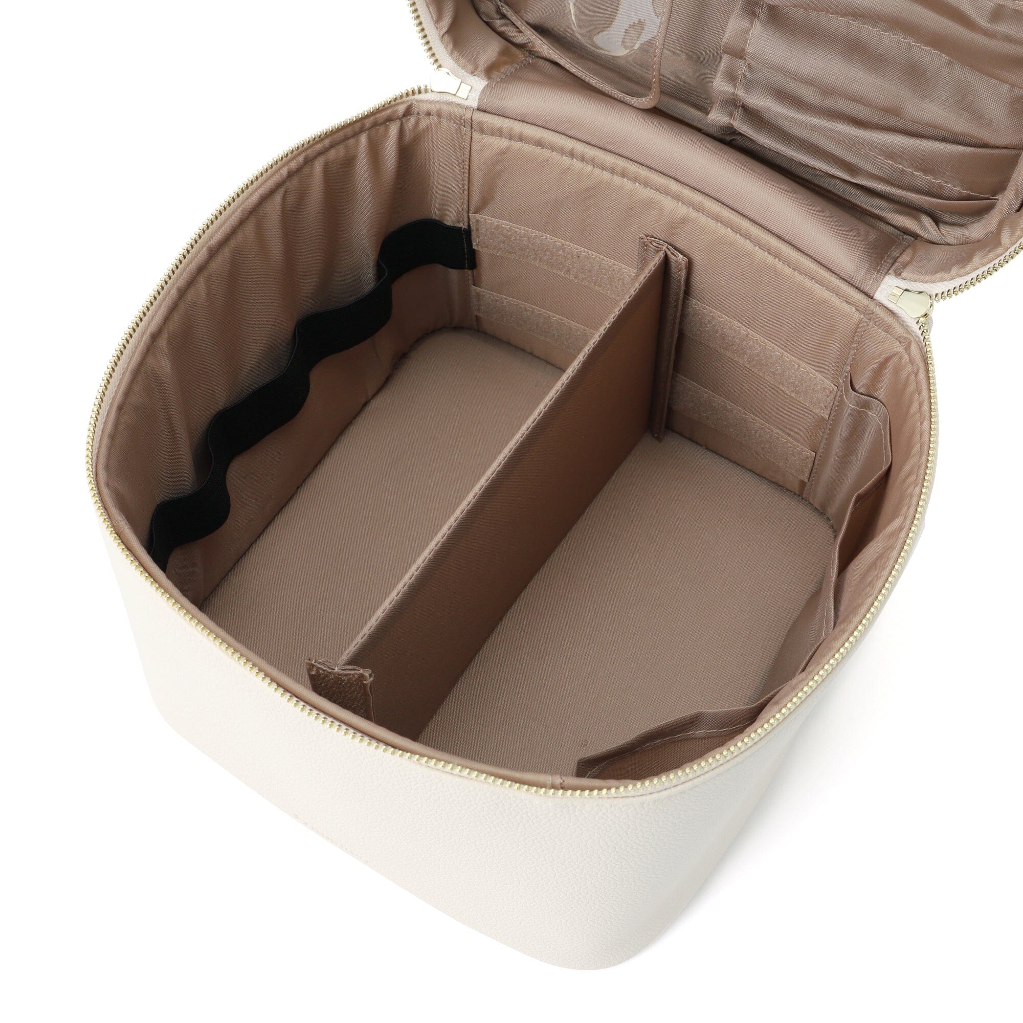 Bicolor Vanity Pouch L Ivory - Elegant Makeup Bag for Women | Perfect for Travel, Gym & Daily Essentials Organization