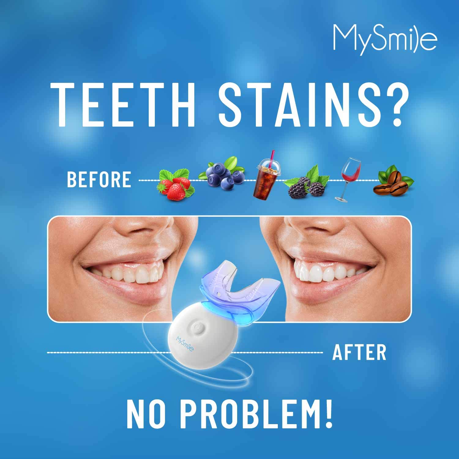 MySmile Teeth Whitening Kit with LED Light & Cordless Water Flosser Combo - Professional Dental Care for Brighter Smile at Home, Travel, and Office Use
