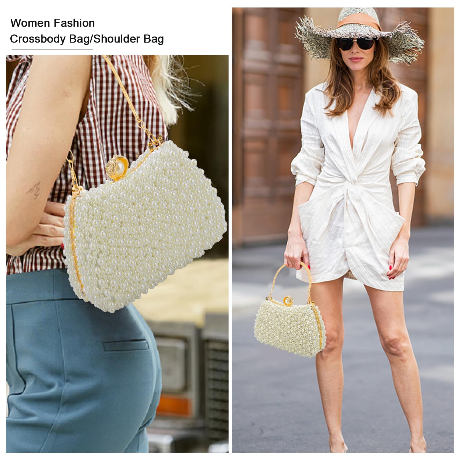Jessie Women's Beaded Evening Handbags - Elegant Pearl Clutch Purses for Wedding, Prom, Cocktail Parties & Bridal Events | Perfect for Formal Occasions & Special Nights Out