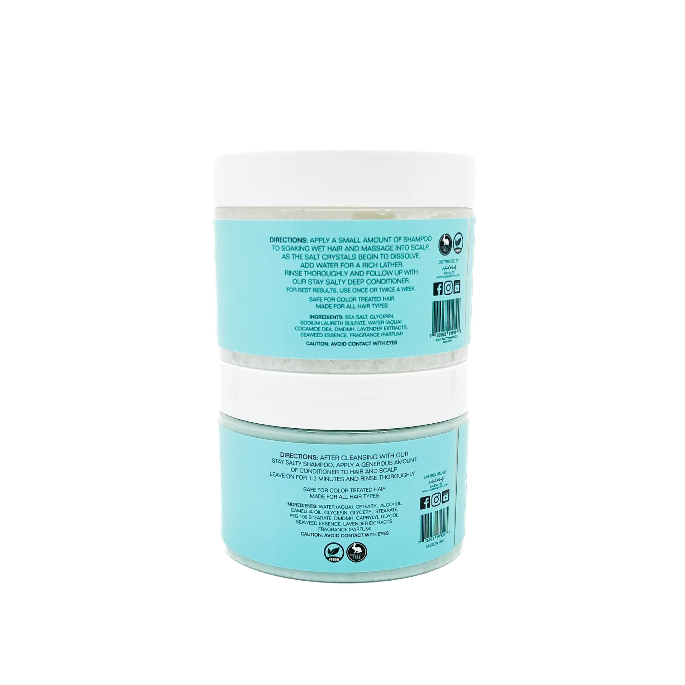 Head Kandy Stay Salty Sea Salt Purifying & Detoxifying Shampoo & Conditioner Set for Color-Treated Hair | Hydrating with Seaweed Extract for Volume & Shine | Sulfate-Free Hair Care Bundle | Perfect for Beach Waves & Post-Swim Hair Revival