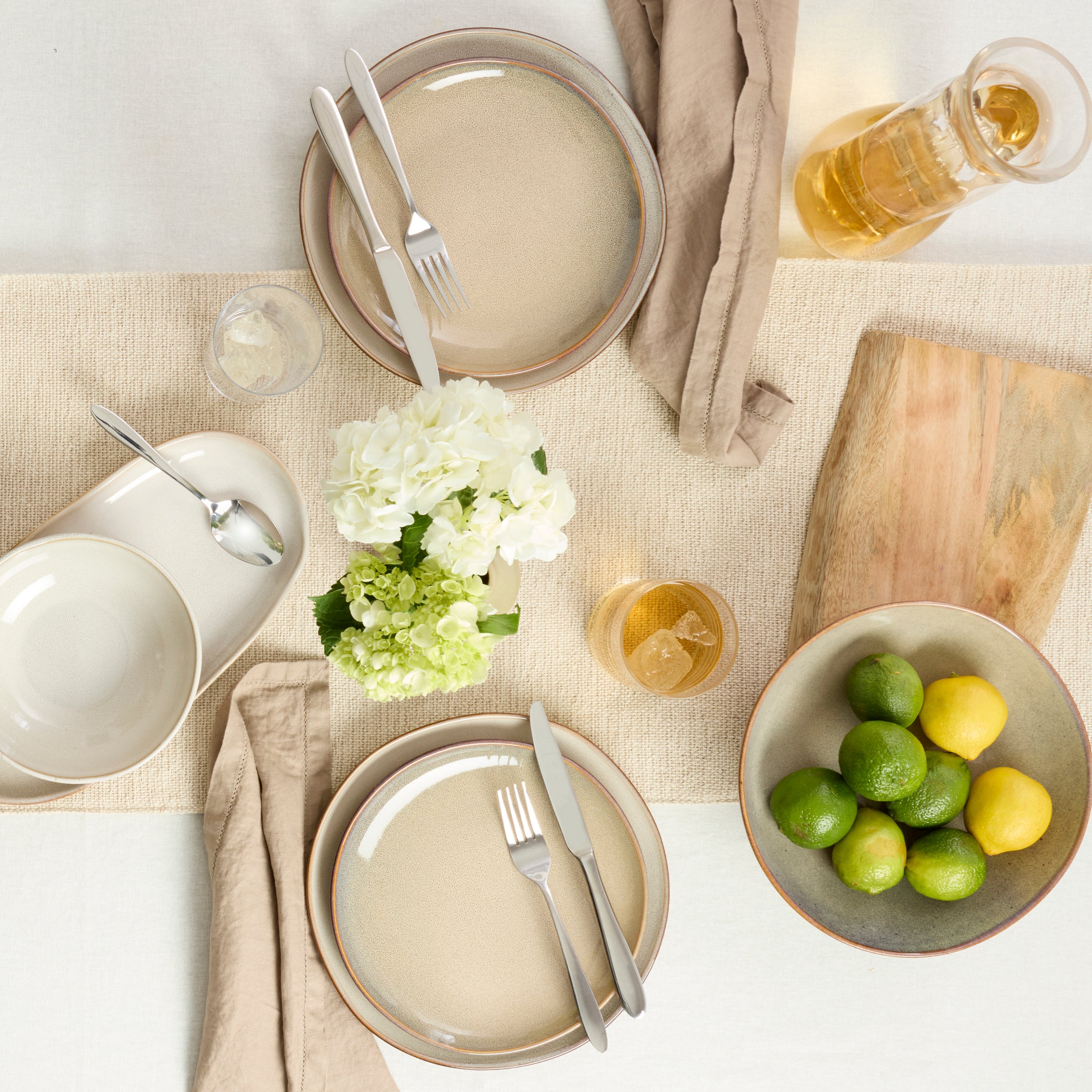 Organic Oatmeal 12-Piece Dinnerware Set - Stoneware Plates, Bowls & Mugs for Everyday Use, Family Dinners & Entertaining Guests