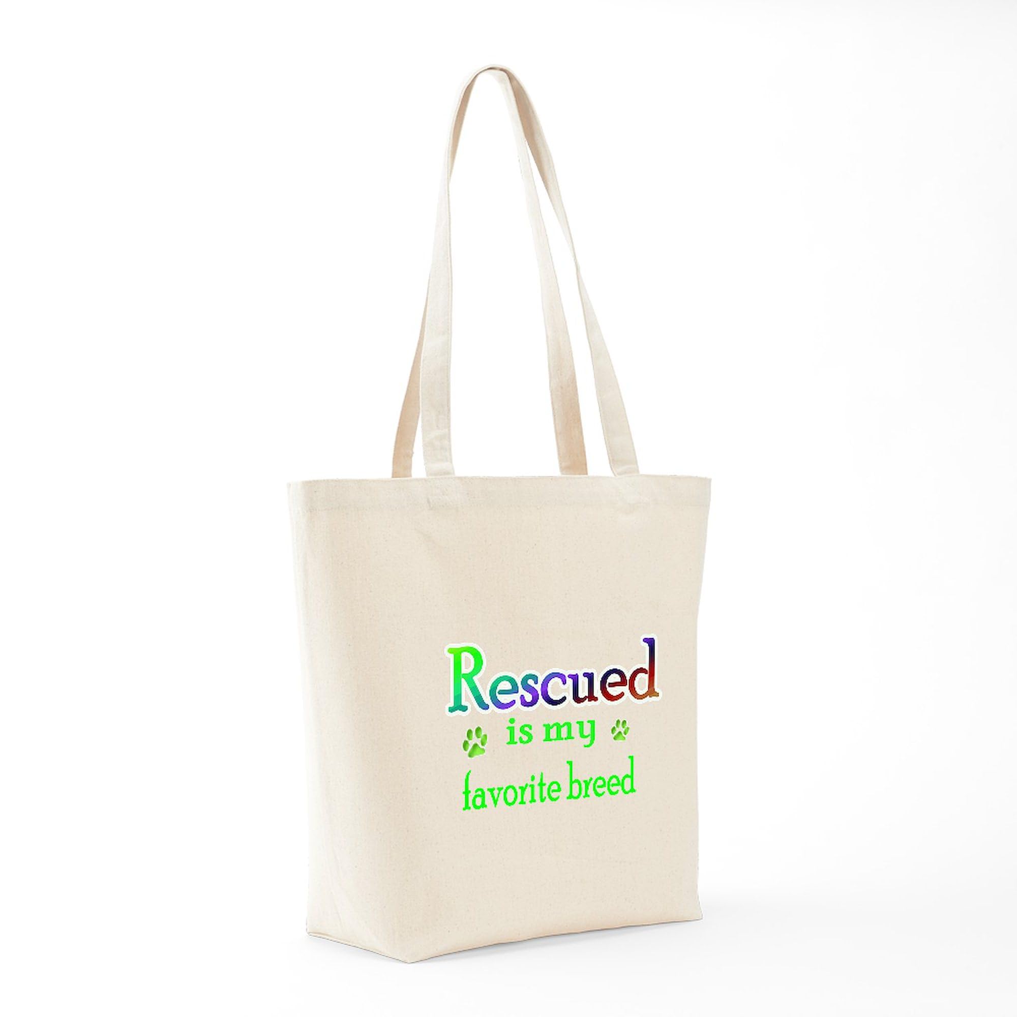 Rescued Is My Favorite Breed Tote Bag - Eco-Friendly Natural Canvas Reusable Shopping Bag for Dog Lovers, Groceries & Beach Trips