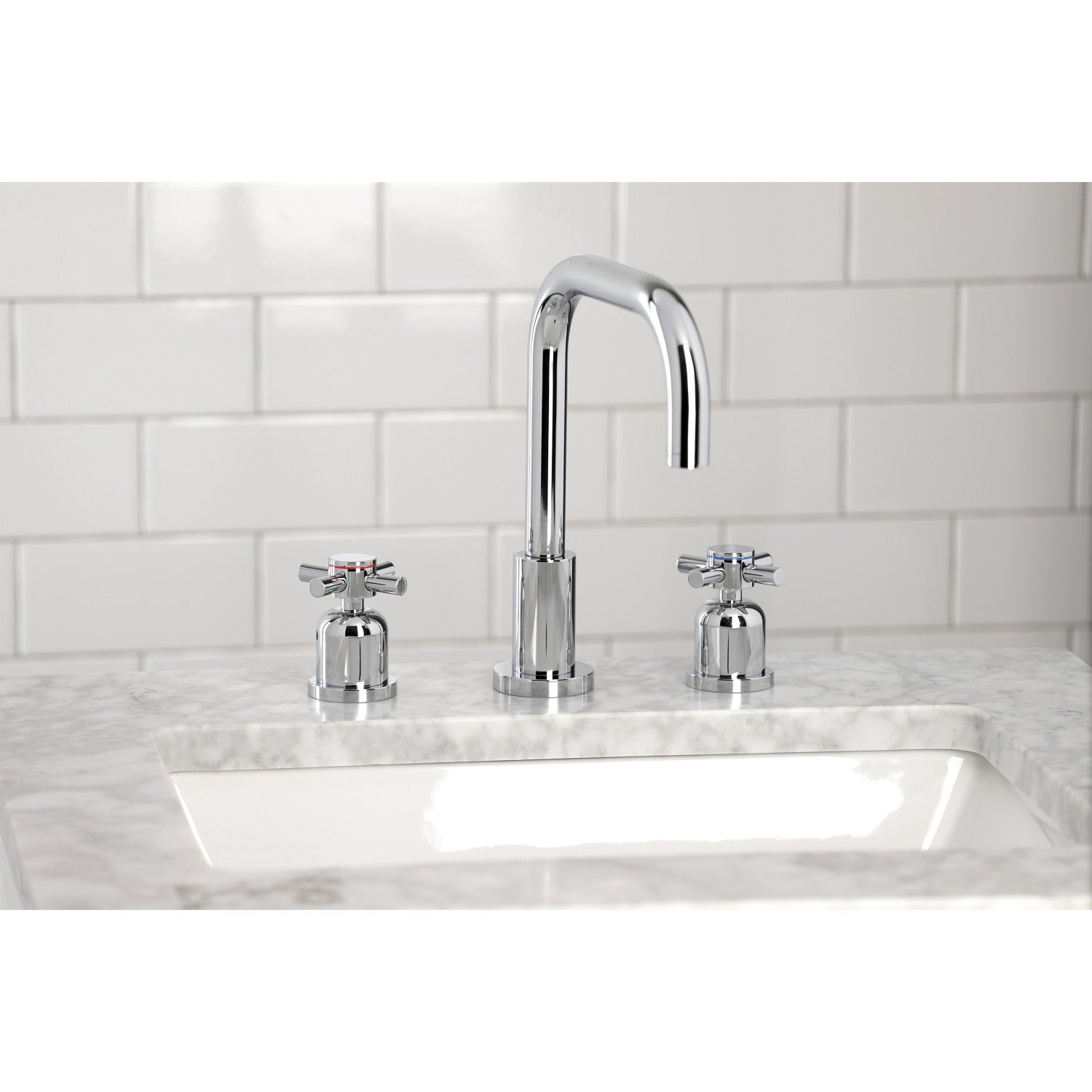 Concord 3-Hole Widespread Bathroom Faucet with Brass Pop-Up Drain - Two Handle Deck Mount Sink Faucet for Bathroom Vanity, Powder Room & Guest Bath Installation