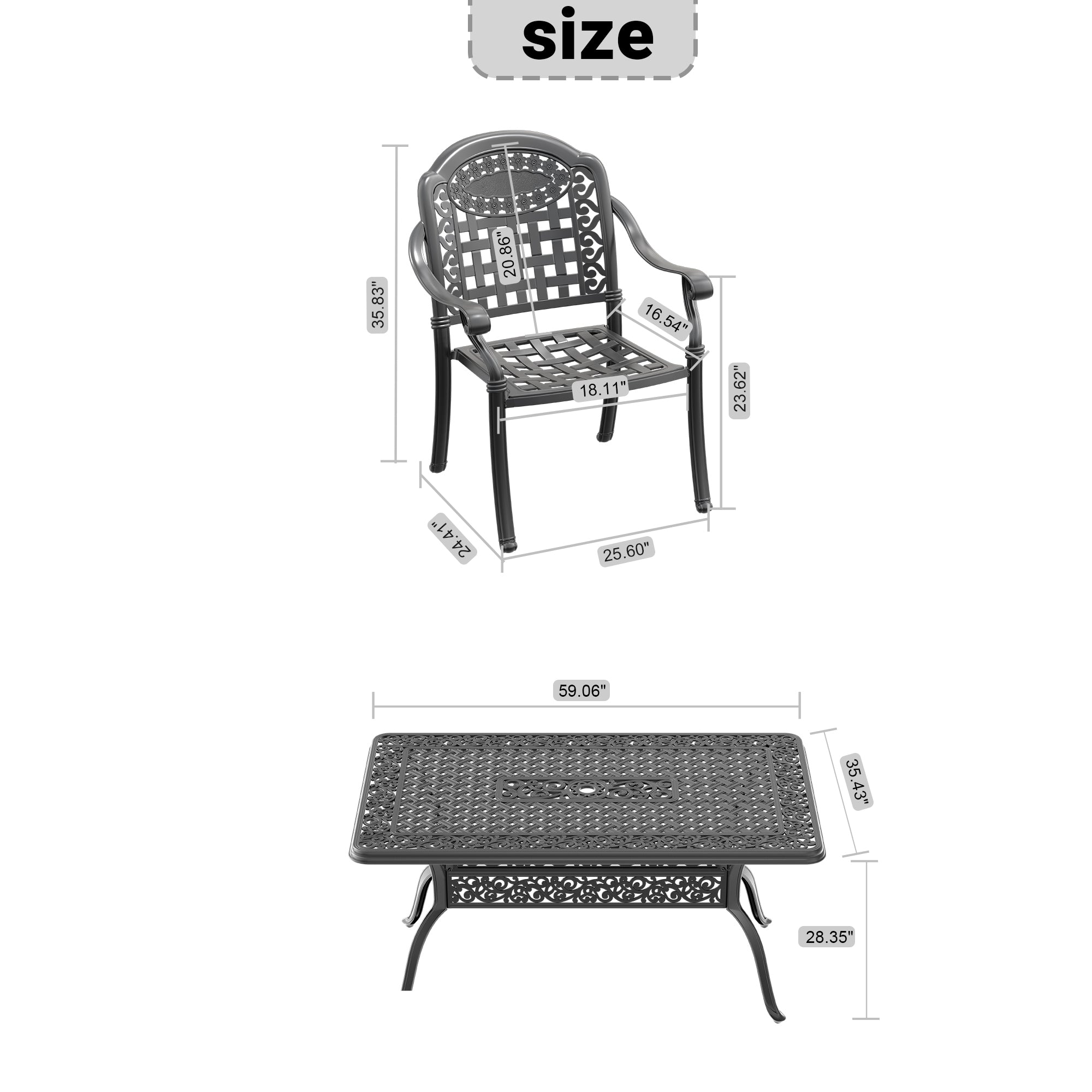 5-Piece Cast Aluminum Patio Furniture Set with Cushions (Random Colors) - Durable Outdoor Seating for Garden, Poolside & Backyard Relaxation
