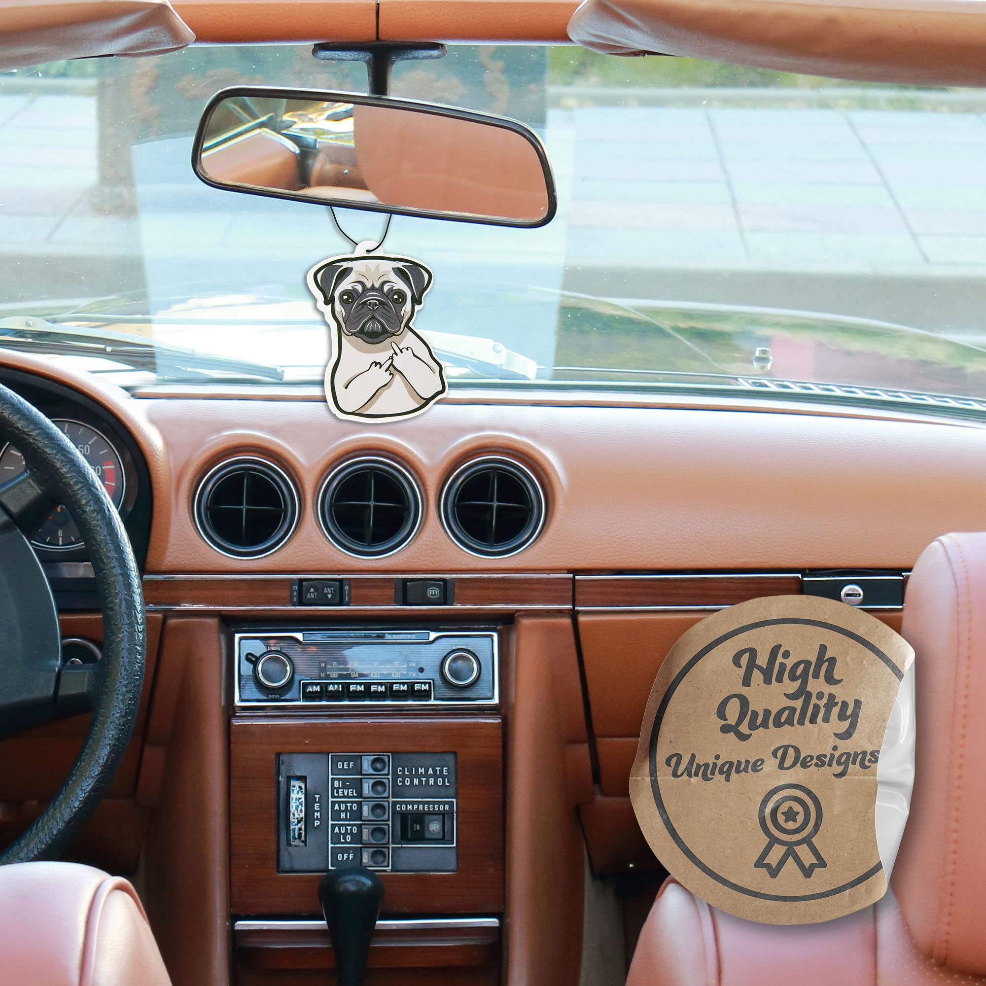 Pug Scented Car Air Freshener for Dogs - 6 Pack Essential Oil Diffuser with Natural Fragrance | Perfect for Cars, Trucks & Pet-Friendly Vehicles