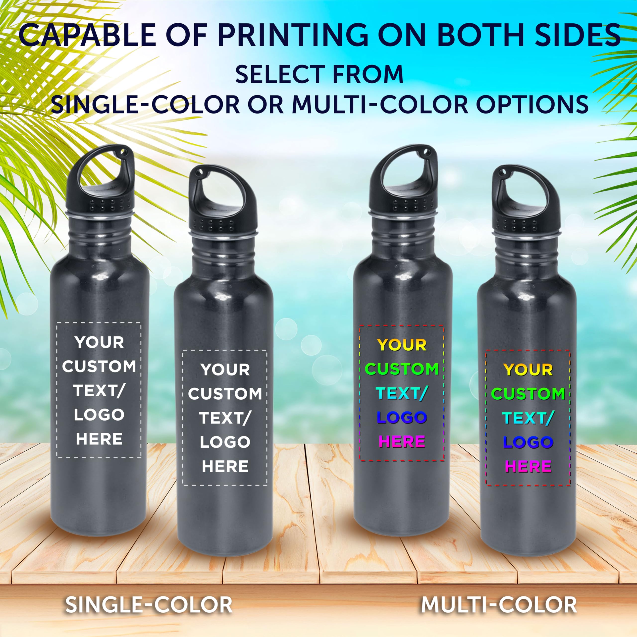 Custom Stainless Steel Water Bottles 26oz (Set of 10) - Personalized Bulk Pack, Reusable & Leak Proof - Ideal for Gym, Hiking, Camping, Outdoor Sports - Eco-Friendly Grey Water Bottles - Perfect for Office, School, Travel and Everyday Hydration
