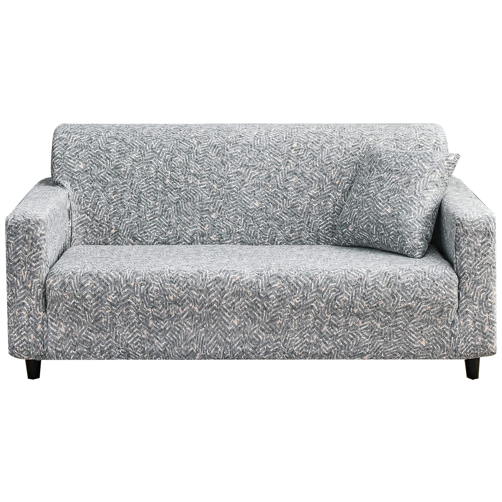 Stretch Sofa Covers Printed Couch Slipcovers - Elastic Universal Furniture Protector for 3 Cushion Couches with 1 Pillowcase (Large, Pattern Mxw) - Perfect for Living Room, Home Decor & Pet Protection