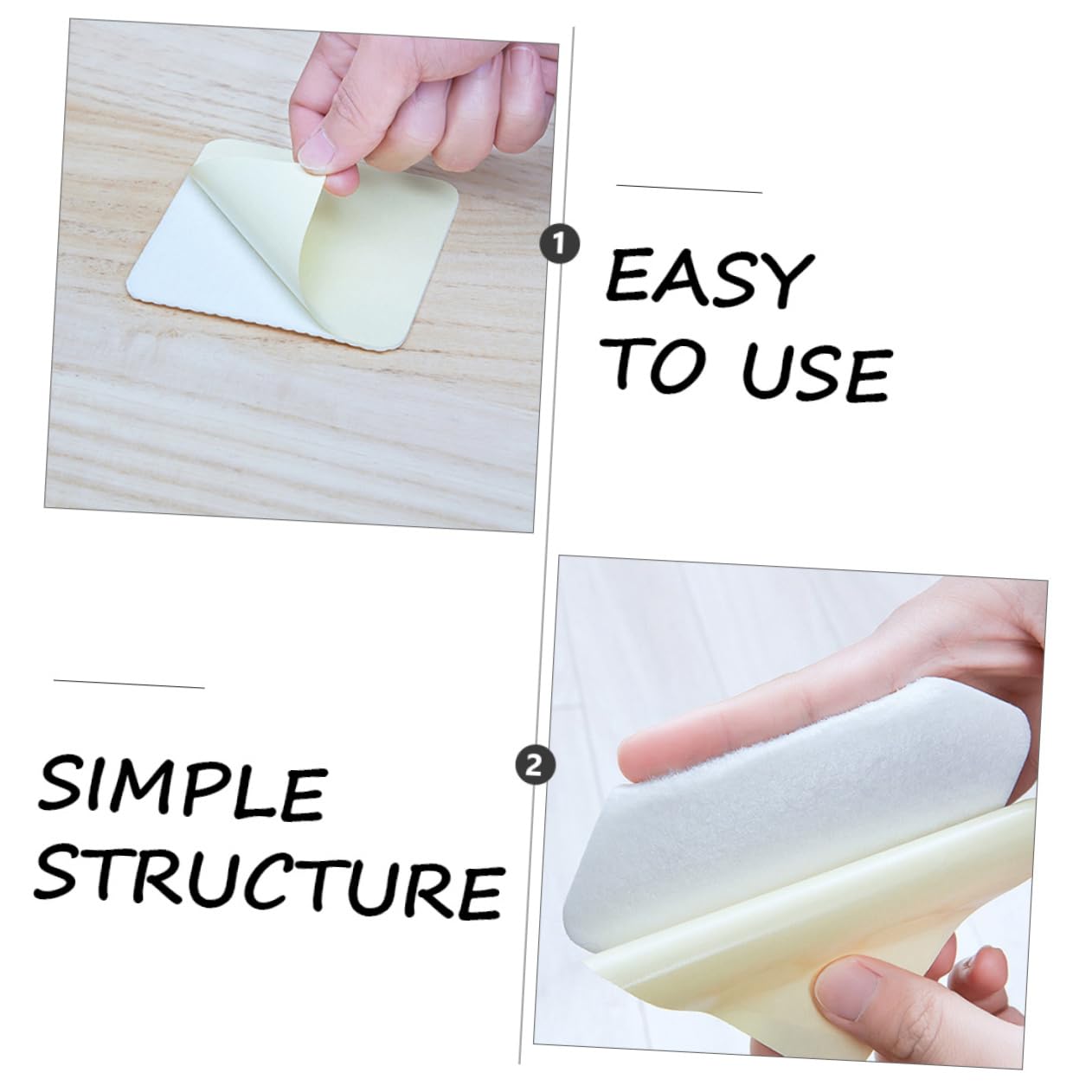 VOSAREA 4-Pack Washable Non-Slip Carpet Tape - Anti-Curl Rug Gripper Pads, White Non-Woven Fabric, No Residue for Hardwood & Tile Floors - Perfect for Runners, Area Rugs & Carpets in Living Room, Bedroom & Hallway