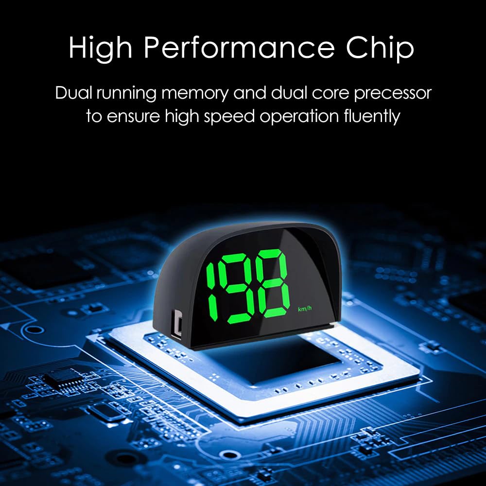 GoolRC Digital GPS Speedometer for Car - Accurate Kilometers/Miles Speed Display with HUD Head-Up Projection, White | Real-Time Speed Tracking for Safer Driving, Perfect for Road Trips & Daily Commutes