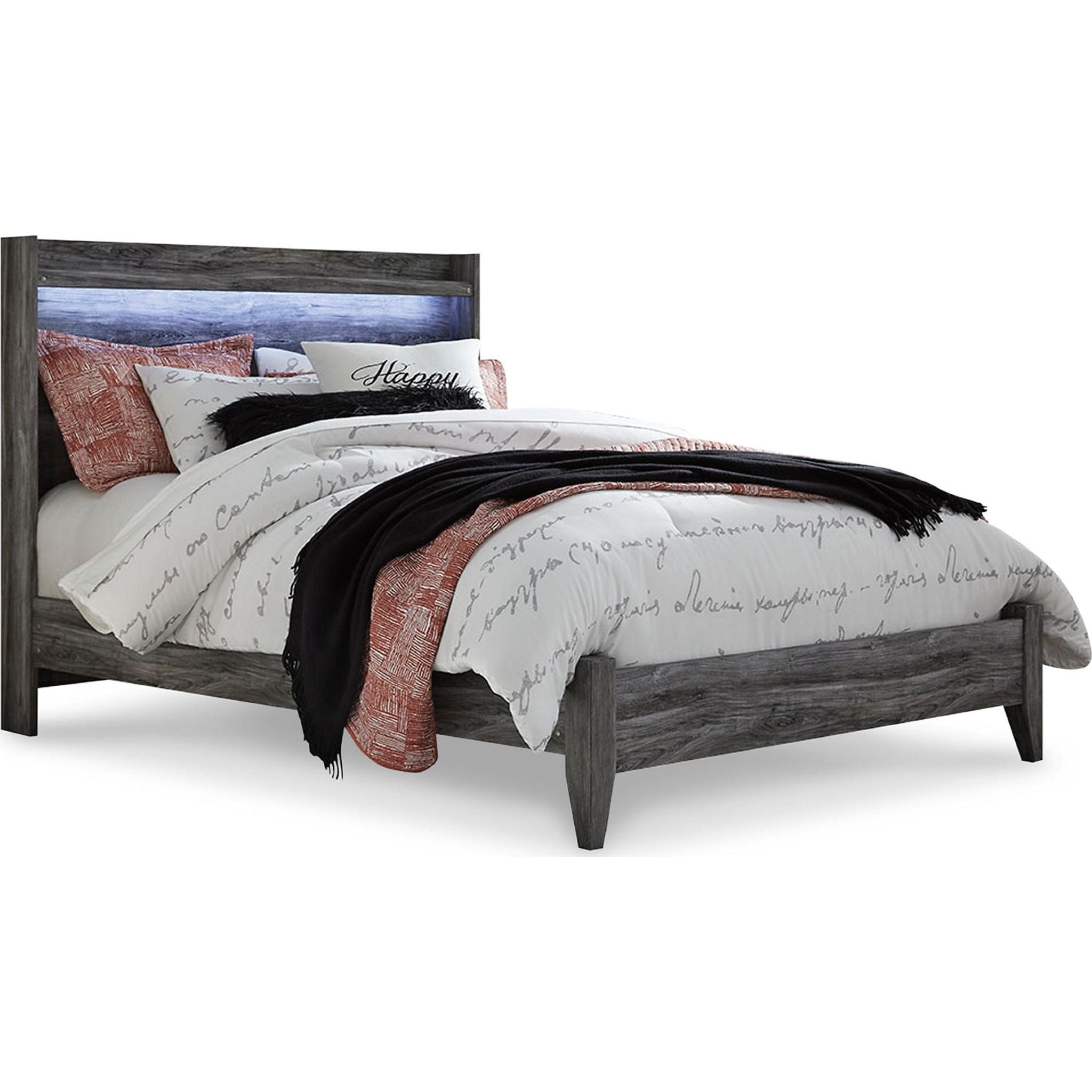 Baystorm Panel Bed Frame - Queen Size, Gray Upholstered Platform Bed with Wooden Slats, No Box Spring Needed | Perfect for Modern Bedroom, Guest Room & Apartment