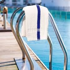 Premium 24x48 Inch Soft Poolside Towels - Extra Large Super Absorbent Bath Towels in White & Blue Stripe | 100% Cotton for Home, Pool, Spa, Gym, Hotel Use | Perfect for Swimming, Beach, Yoga & Relaxation