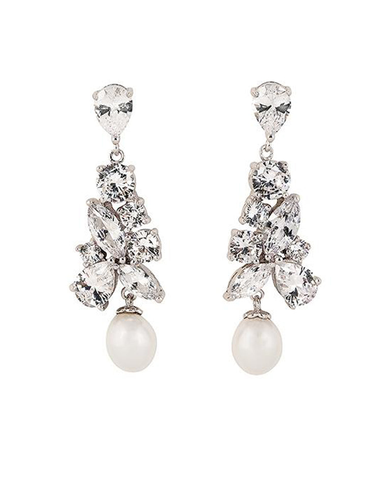 Elegant Bridal Pearl Drop Earrings by Stephanie Browne – Perfect for Weddings, Prom & Special Occasions