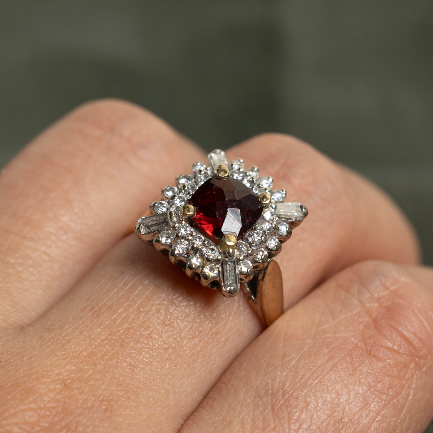 2.06ct Garnet & Diamond Cocktail Ring - 0.82ctw Gemstone Jewelry for Women - Size 11 - Perfect for Evening Parties, Date Nights & Special Occasions