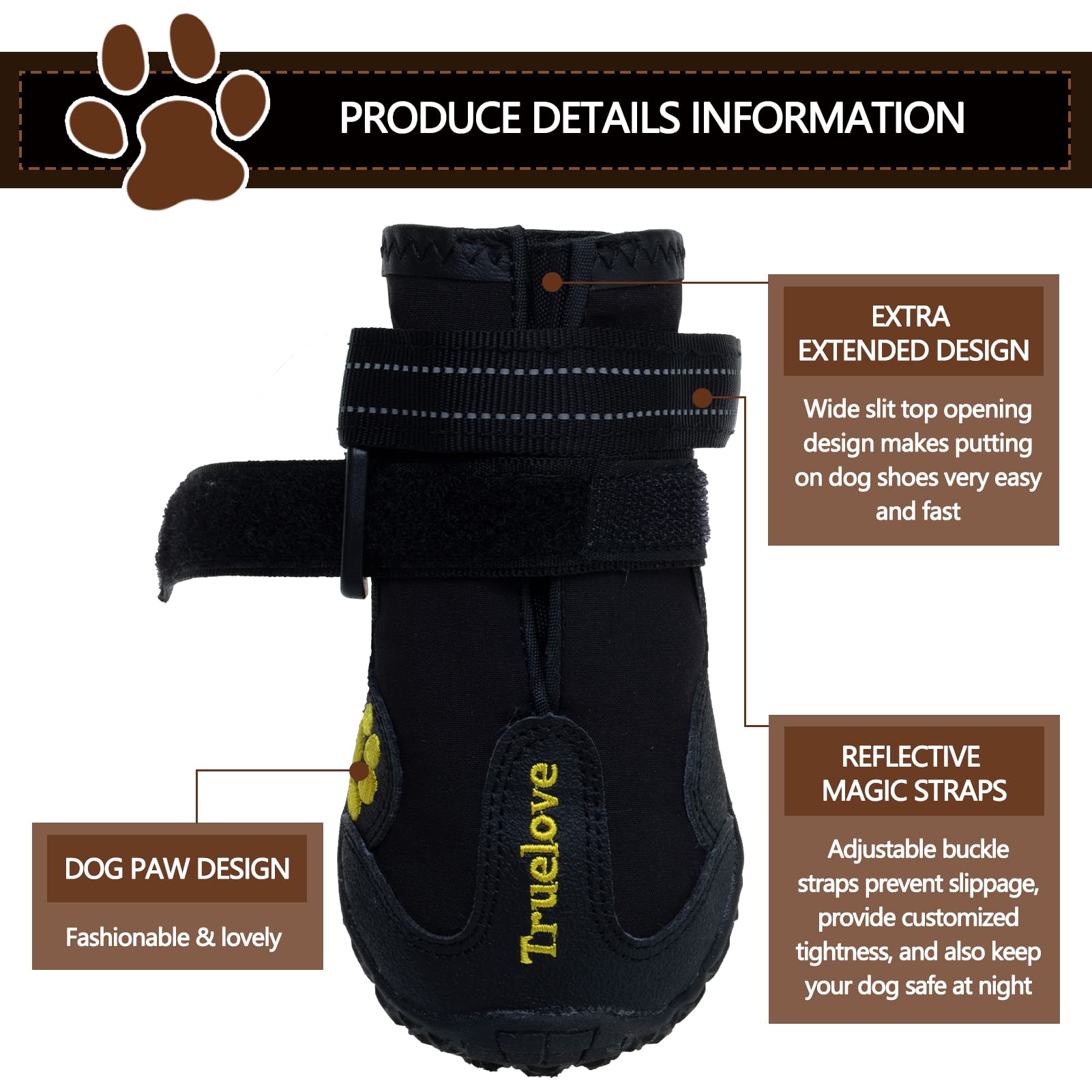 Expawlorer Dog Boots for Large Dogs - Waterproof Winter Paw Protectors with Anti-Slip Rugged Sole | Outdoor Snow, Rain & Hot Pavement Protection | Ideal for Hiking, Walking & Daily Use (Black)