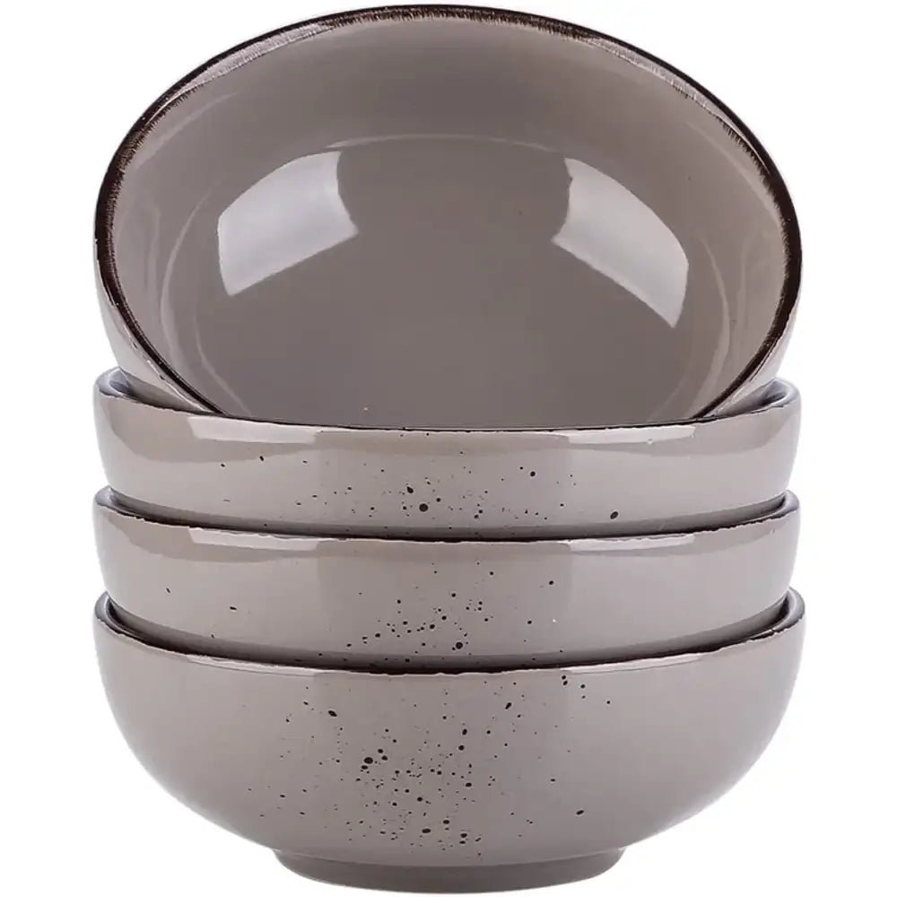 Premium 4-Piece Ceramic Round Bowl Set with Sturdy Base - Perfect for Serving Salads, Soups, and Desserts at Dinner Parties