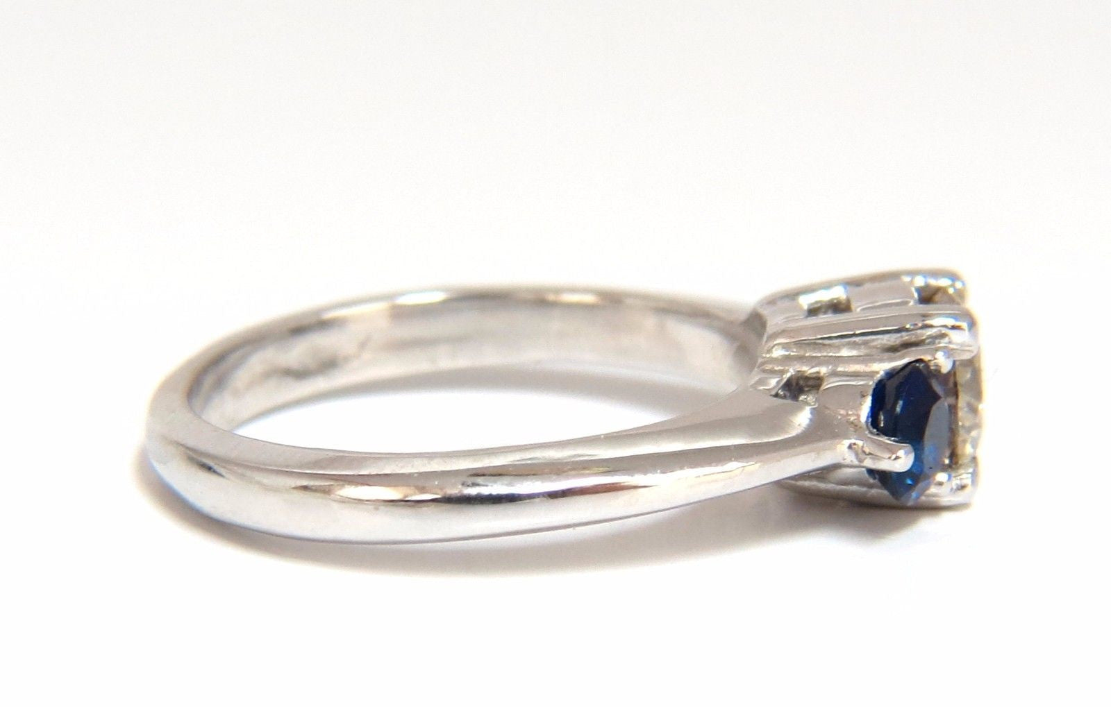 1.44CT Natural Round Diamond & Sapphire Three Stone Classic 14K Gold Ring – Elegant Jewelry for Engagement, Wedding, and Anniversary Gifts