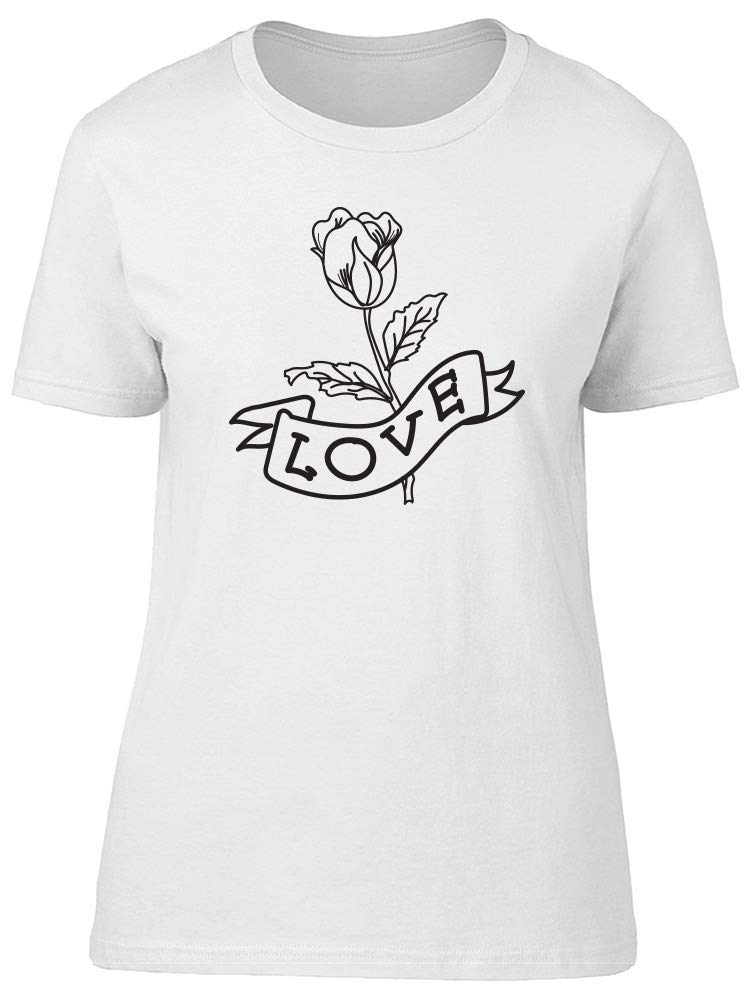 Black & White Traditional Rose Love T-Shirt for Women - Casual & Romantic Style for Date Nights & Everyday Wear