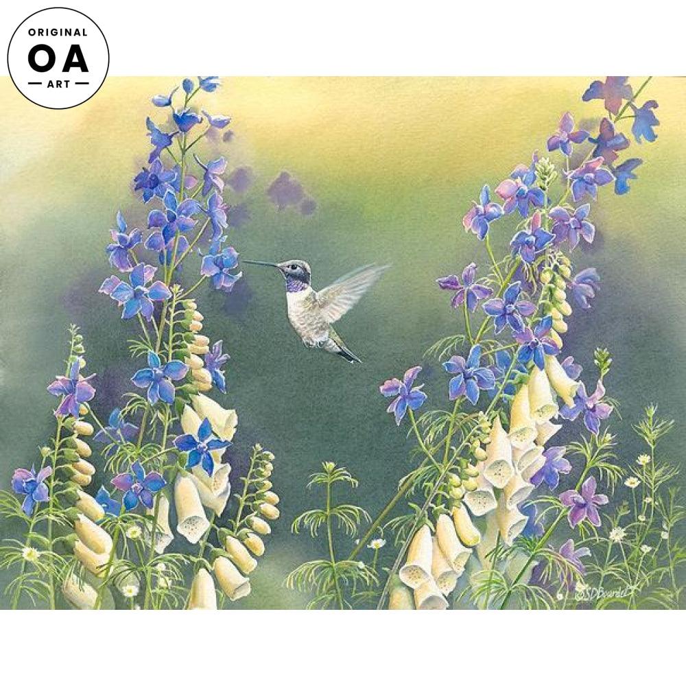Black Chinned Hummingbird & Flowers Wall Art - Vibrant Nature Decor for Home, Office, or Gift - Perfect for Bird Lovers & Nature Enthusiasts