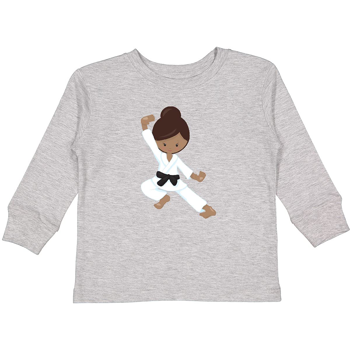 Inktastic African American Girl Black Belt Karate Toddler Long Sleeve T-Shirt - Perfect for Martial Arts Training, Kids Sports & Casual Wear