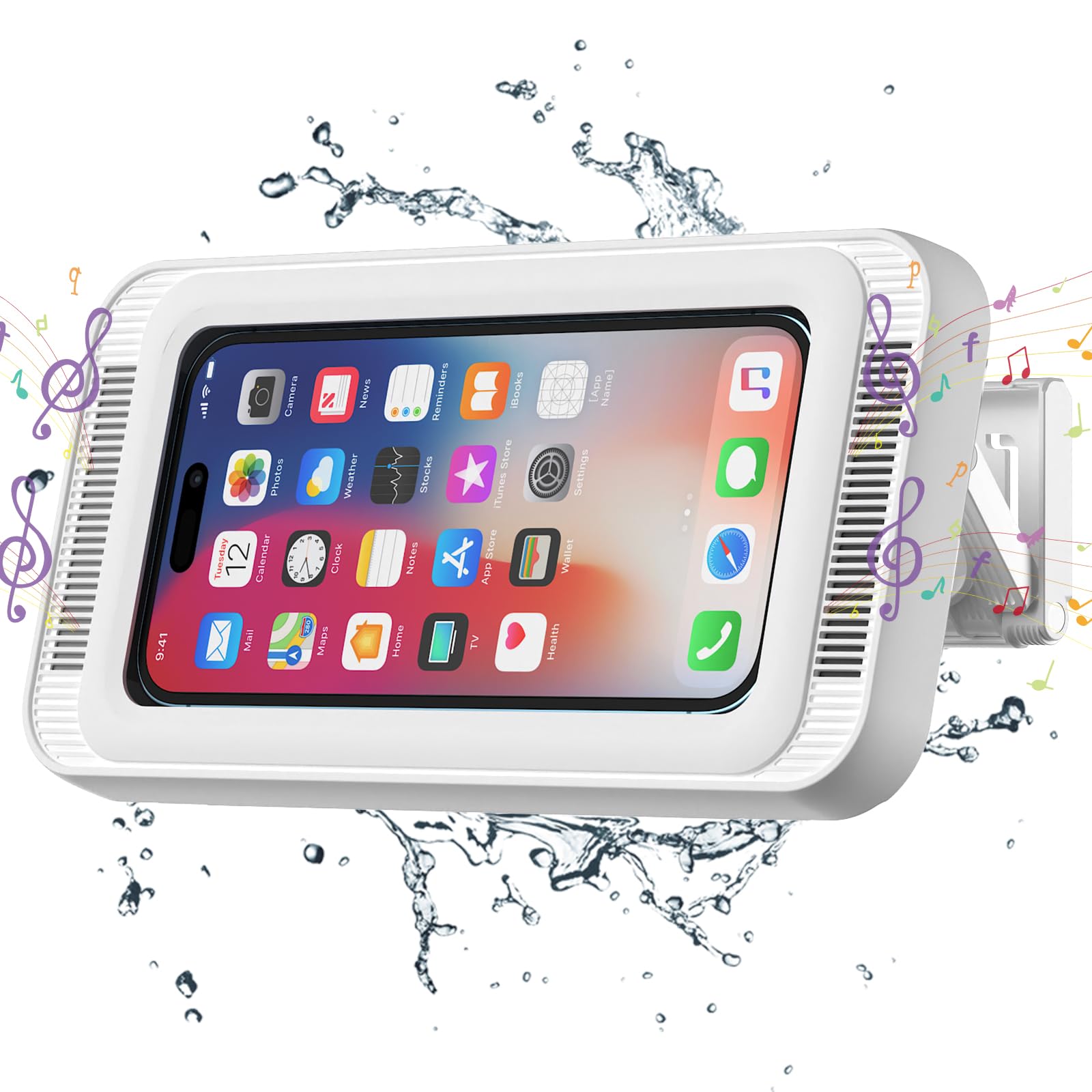 KUNSLUCK Waterproof Shower Phone Holder with 480° Rotation - Universal Wall Mount Stand for iPhone & Android (4-7 Inch) - Bathroom, Mirror, Bathtub & Kitchen Use - Crystal Clear Sound Quality