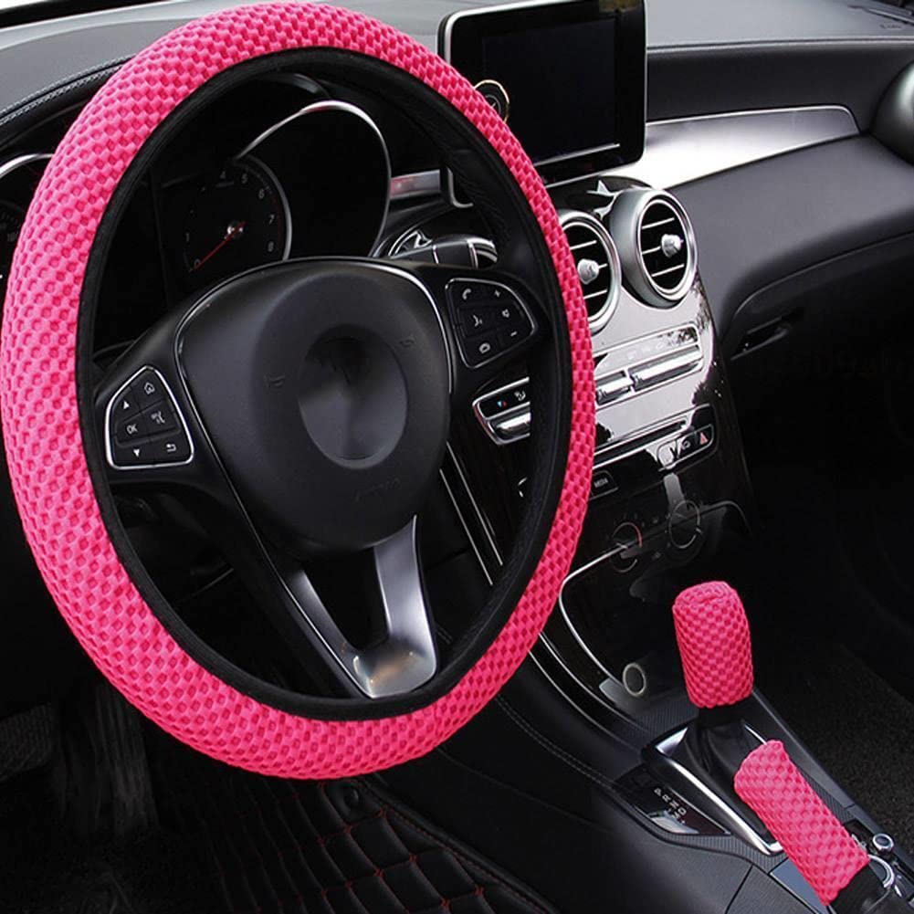 SWEETOP 3-Piece Elastic Steering Wheel Cover - Universal 38cm Anti-Skid Car Wheel Protector for Cars, Vans & SUVs | Perfect for Daily Commuting, Road Trips & Winter Driving
