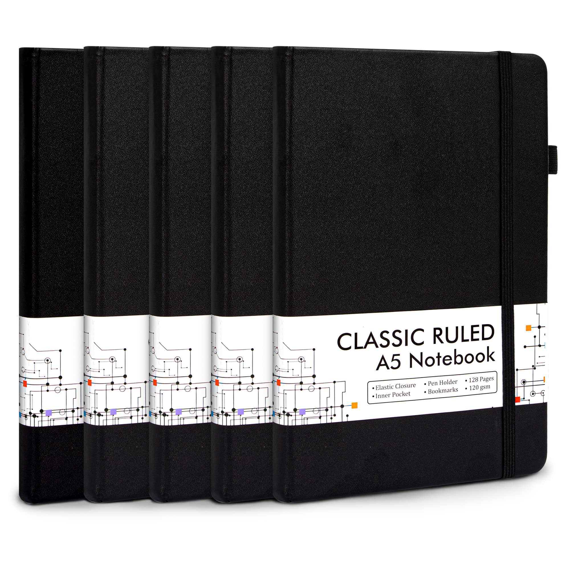 5-Pack A5 Hardcover Notebook Journals - 5.1