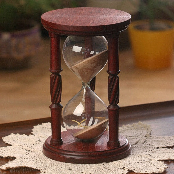 Premium Solid Padauk Wood Hourglass with Spiral Spindles - 30 Minute Sand Timer for Meditation, Yoga, Games & Home Decor