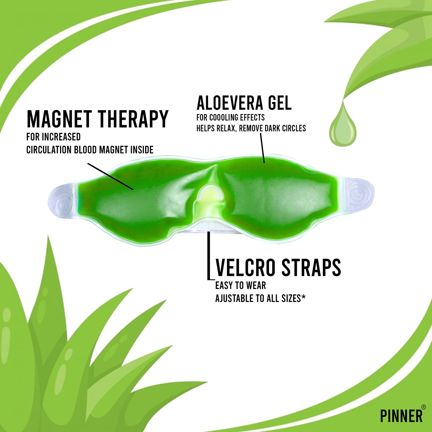 Cooling Gel Face Mask & Eye Mask for Puffy Eyes & Skin Relief | Soothing Therapy for Sunburn, Stress & Sleep | PINNER Skincare