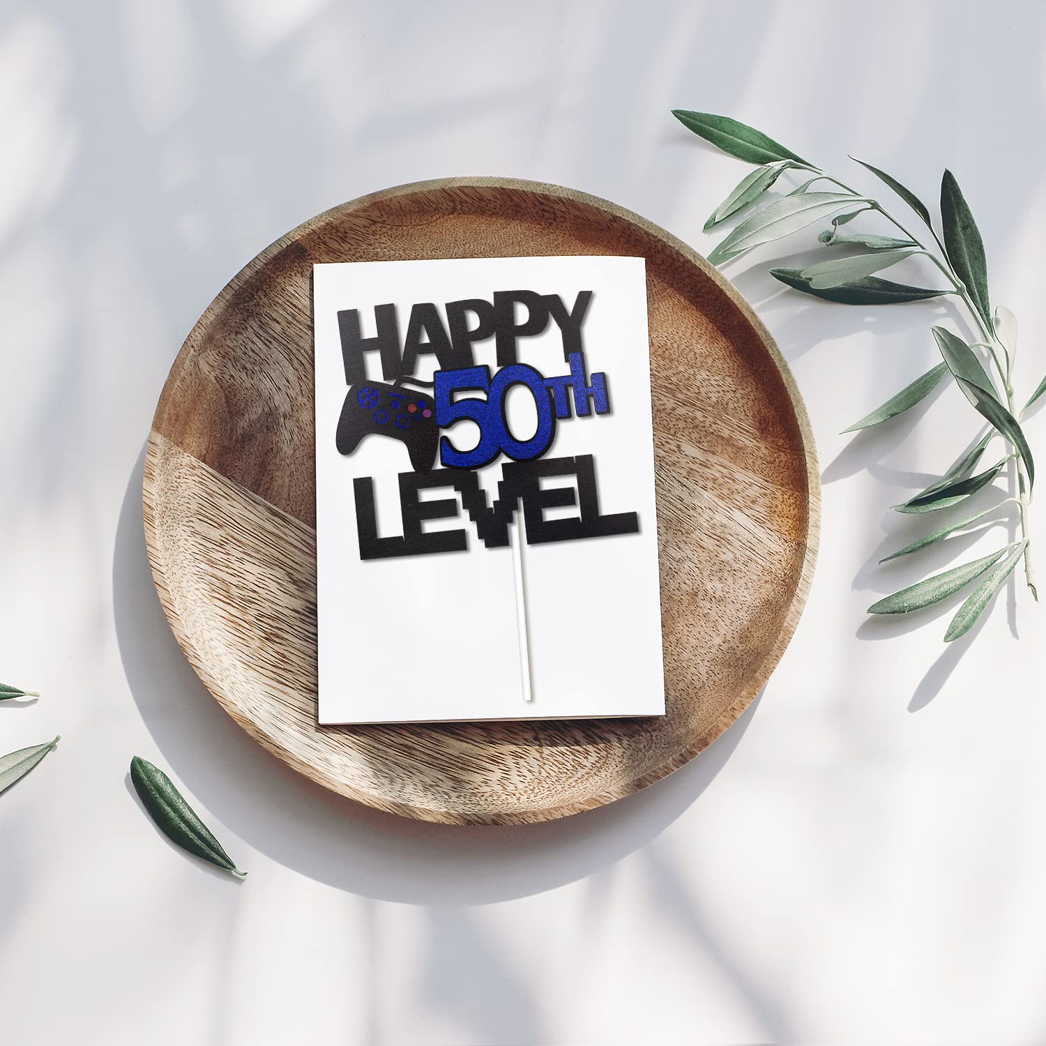 Happy 50th Birthday Video Game Cake Topper - Glitter Gamer Level 50 Unlocked Party Decoration - Perfect for Gaming Themed Birthday Cakes & Anniversary Celebrations