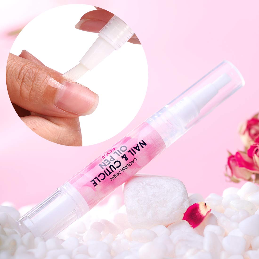 Lagunamoon Moisturizing Nail & Cuticle Oil Pen with Jojoba Seed Oil - Rose Scented Hand & Nail Treatment (5ml) - Perfect for Dry Cuticles, Nail Care & At-Home Manicures