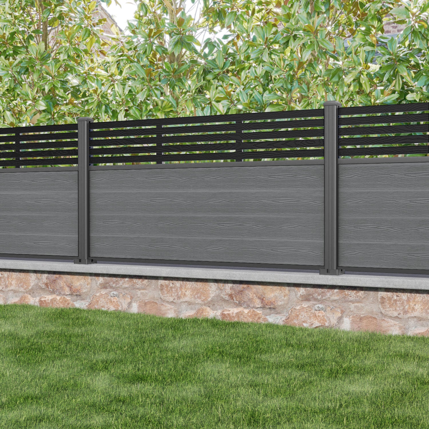 Classic Aspen Fence Panel - Mid Grey Aluminum Fence with Durable Posts for Backyard, Garden & Property Security | Weather-Resistant Outdoor Fencing Solution