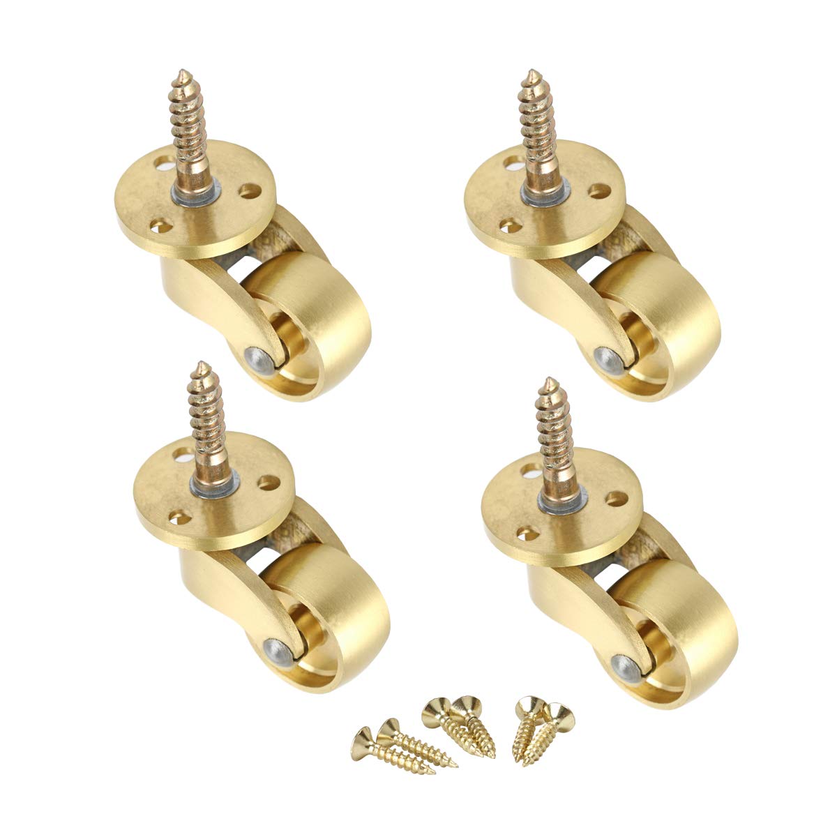 RZDEAL 4PCS Universal Caster Wheels with Brass Stem - 360 Degree Swivel Heavy Duty Casters for Furniture, Cabinets, Trunks, Sofas, Trolleys & Beds - Smooth Rolling Mobility Hardware for Home & Office Use