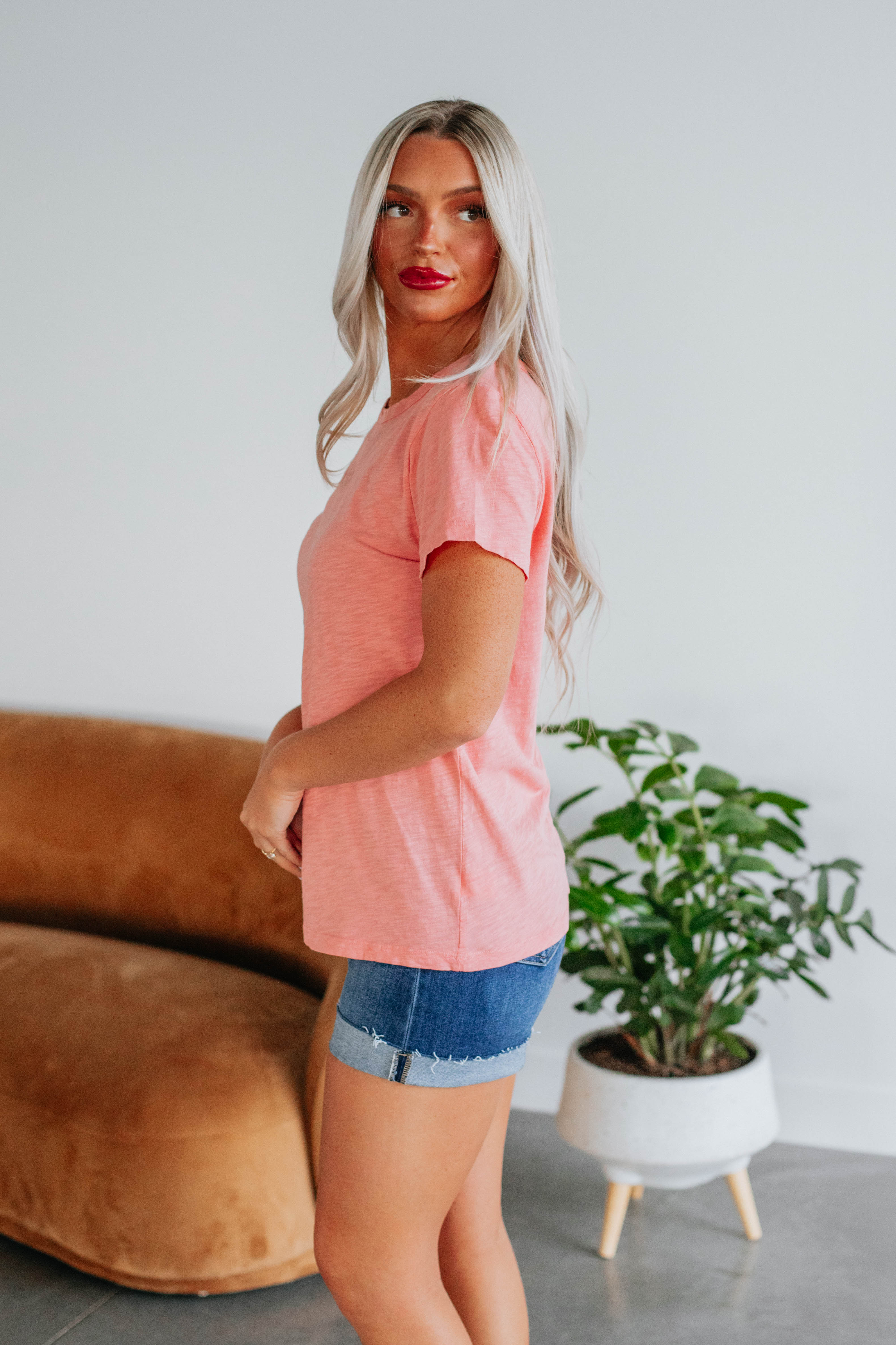 Carolina Basic Tee - Soft Cotton Women's T-Shirt with Desert Flower Print | Casual Wear, Layering & Everyday Outfits
